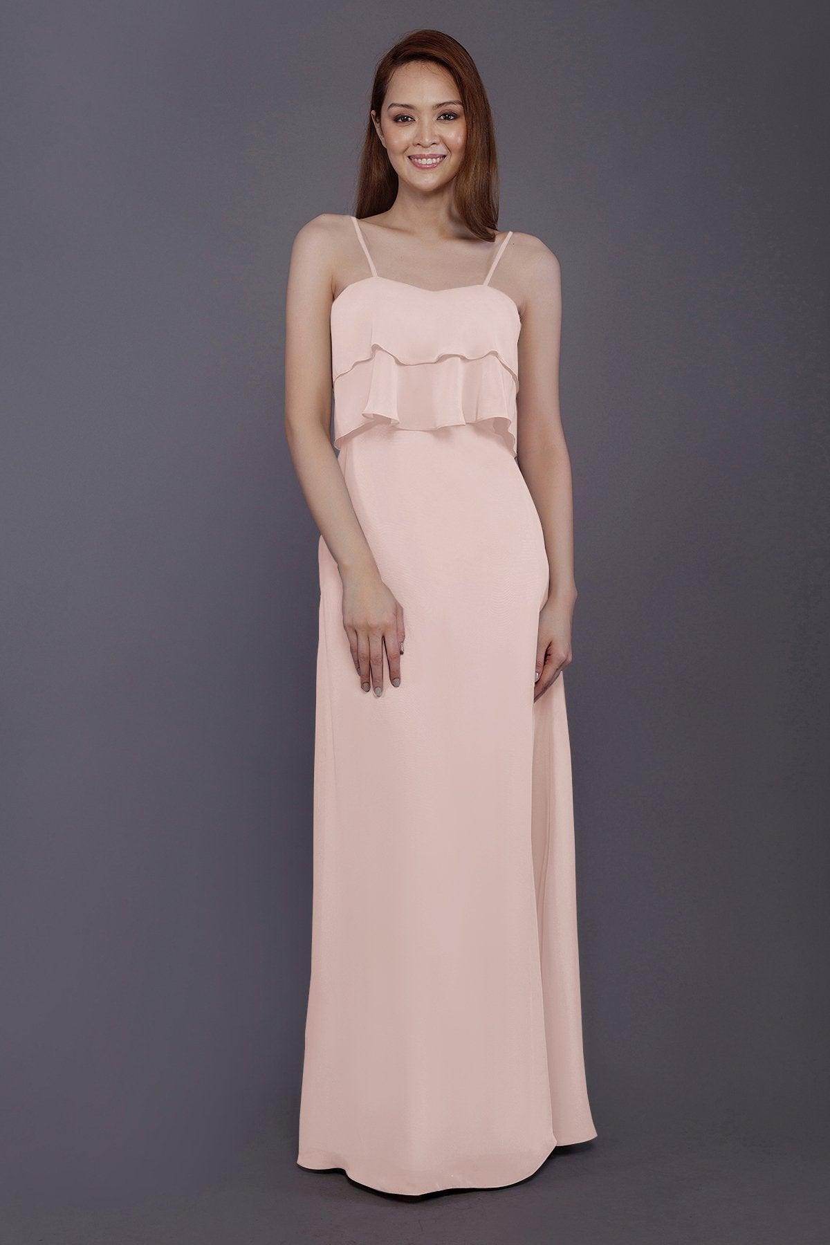Sheath-Column Floor Length Chiffon Bridesmaid Dress PR3575