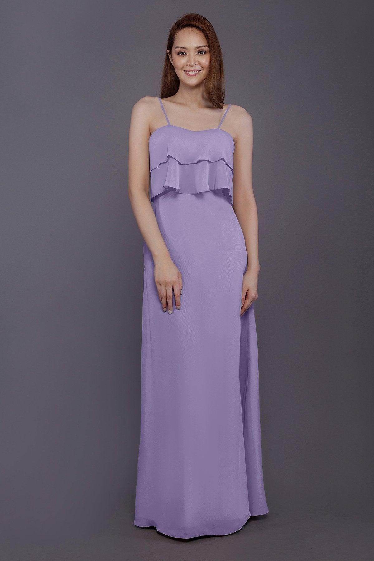 Sheath-Column Floor Length Chiffon Bridesmaid Dress PR3575
