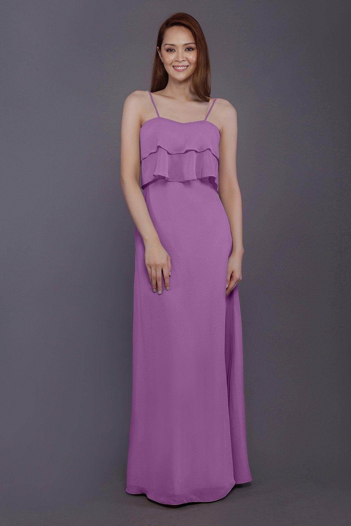 Sheath-Column Floor Length Chiffon Bridesmaid Dress PR3575