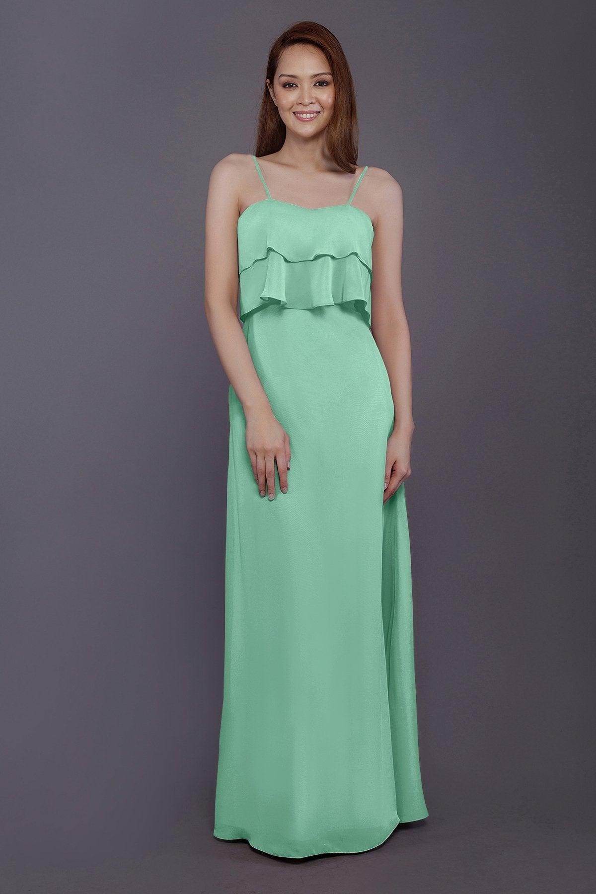 Sheath-Column Floor Length Chiffon Bridesmaid Dress PR3575
