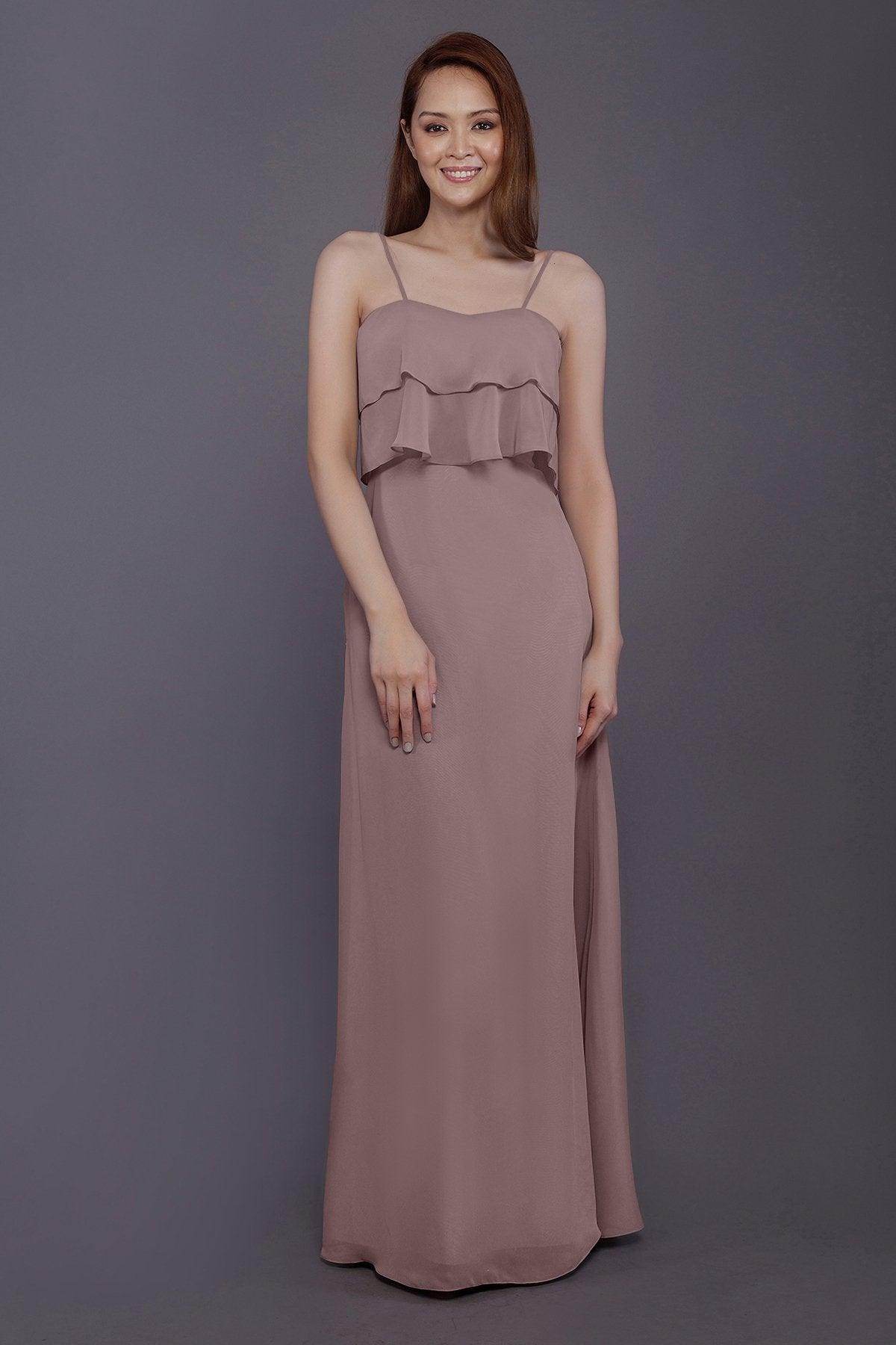 Sheath-Column Floor Length Chiffon Bridesmaid Dress PR3575