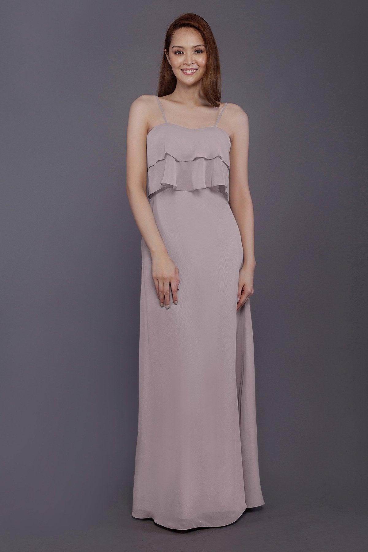 Sheath-Column Floor Length Chiffon Bridesmaid Dress PR3575