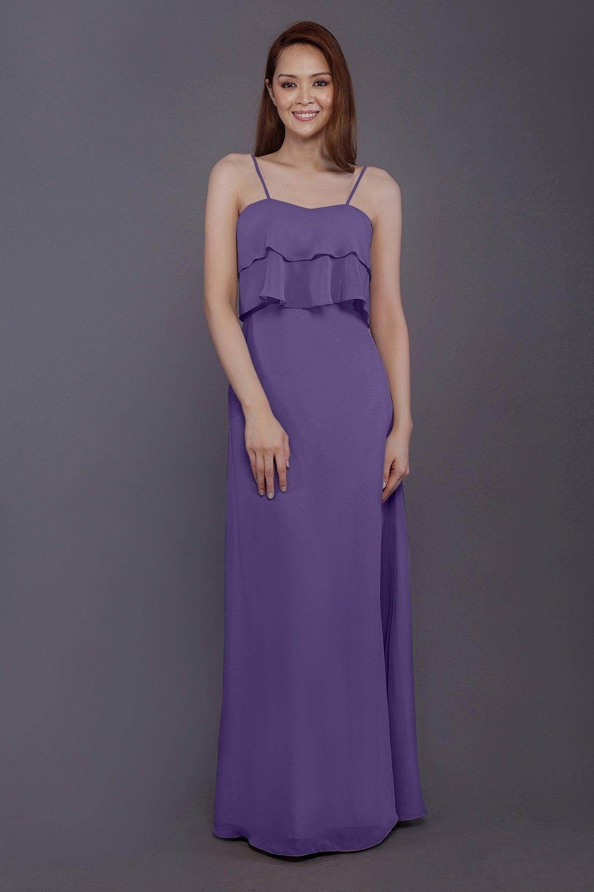 Sheath-Column Floor Length Chiffon Bridesmaid Dress PR3575