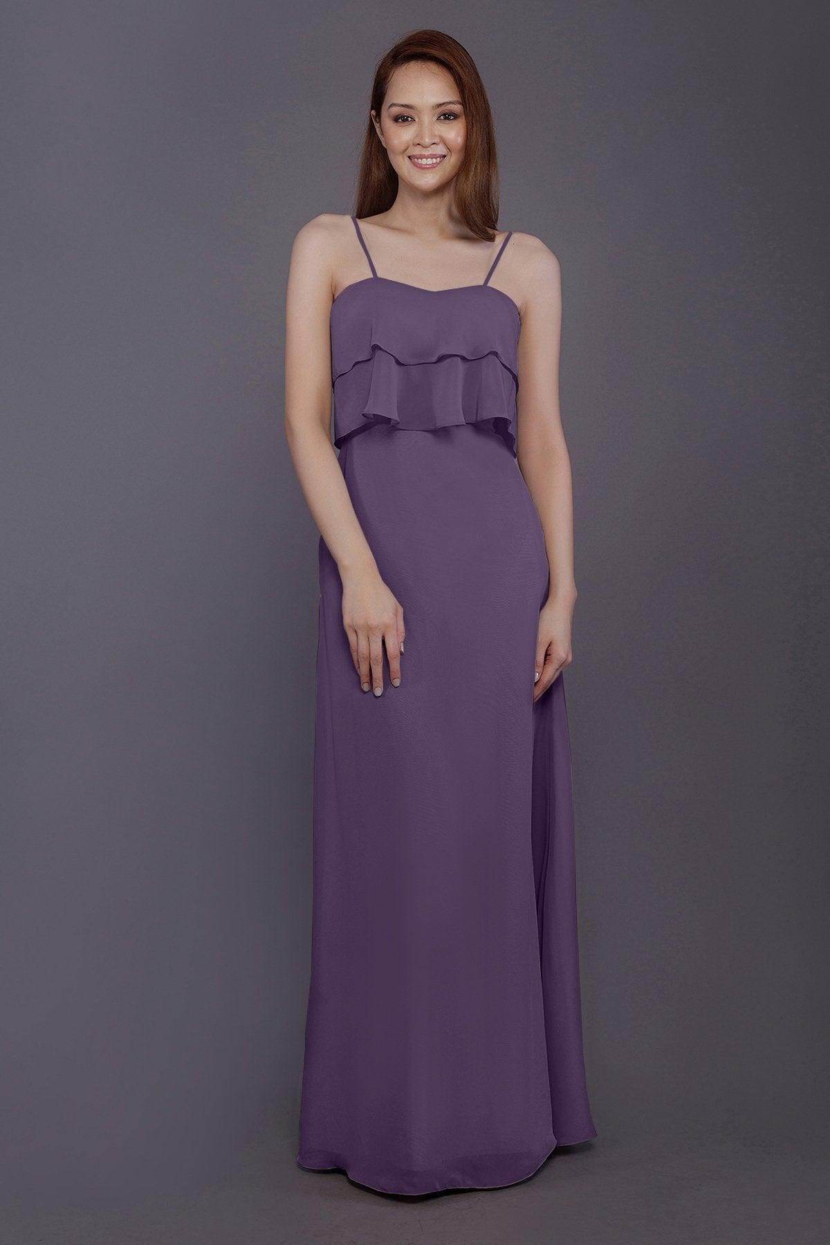 Sheath-Column Floor Length Chiffon Bridesmaid Dress PR3575