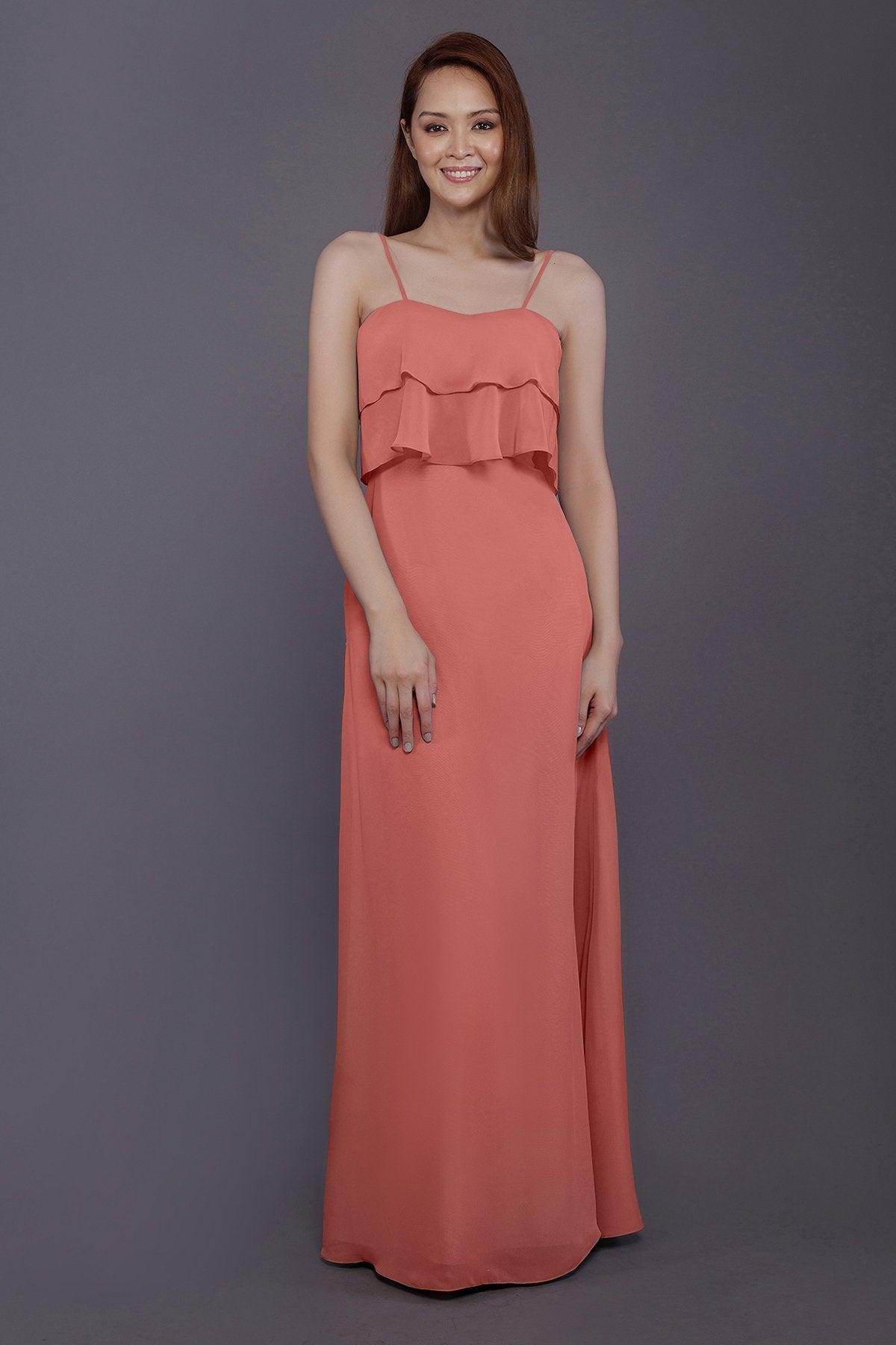 Sheath-Column Floor Length Chiffon Bridesmaid Dress PR3575