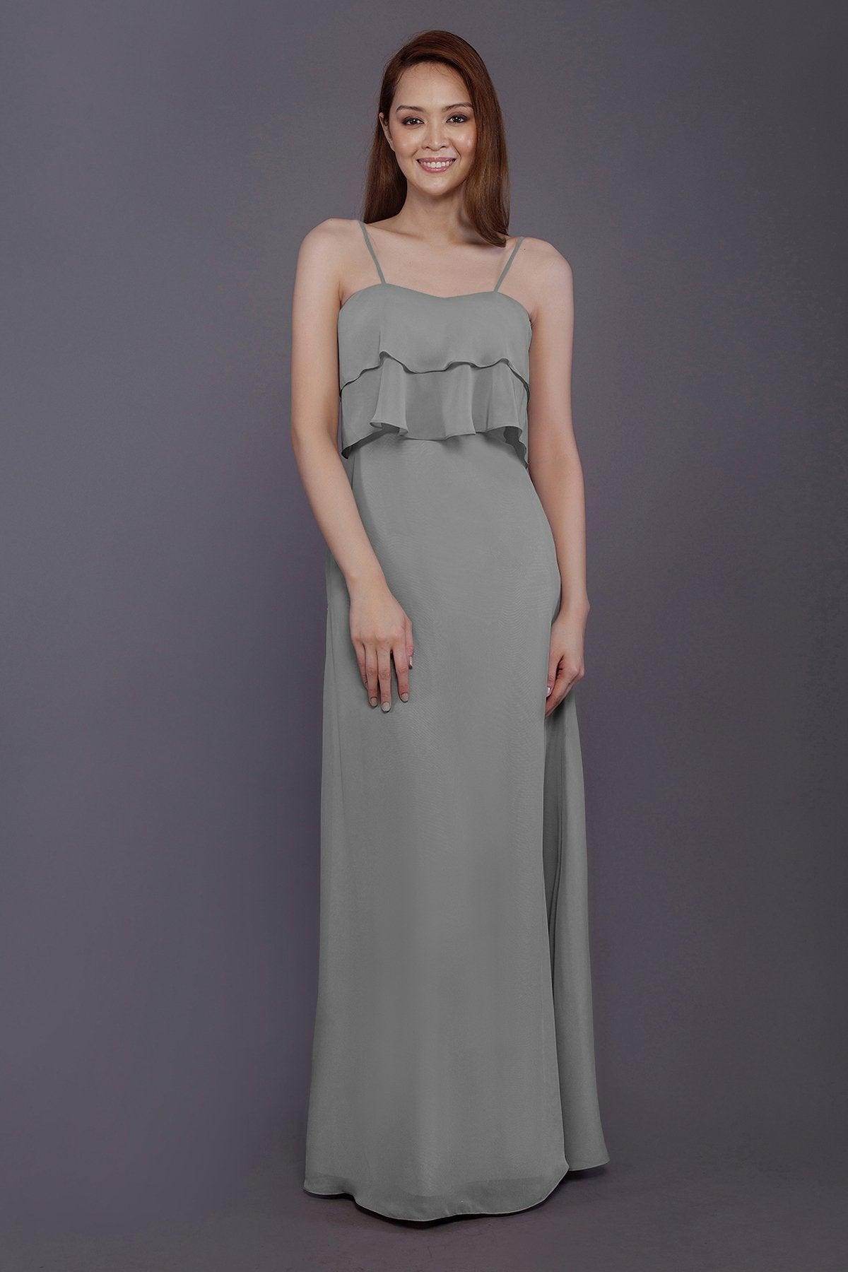 Sheath-Column Floor Length Chiffon Bridesmaid Dress PR3575