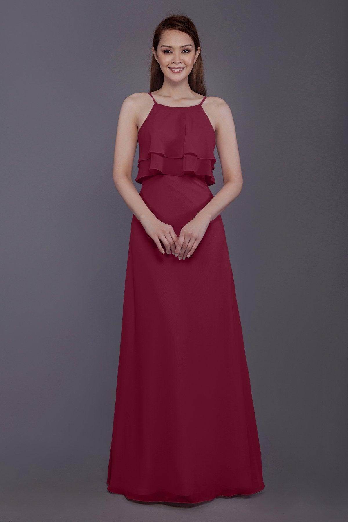 Sheath-Column Floor Length Chiffon Bridesmaid Dress PR3577