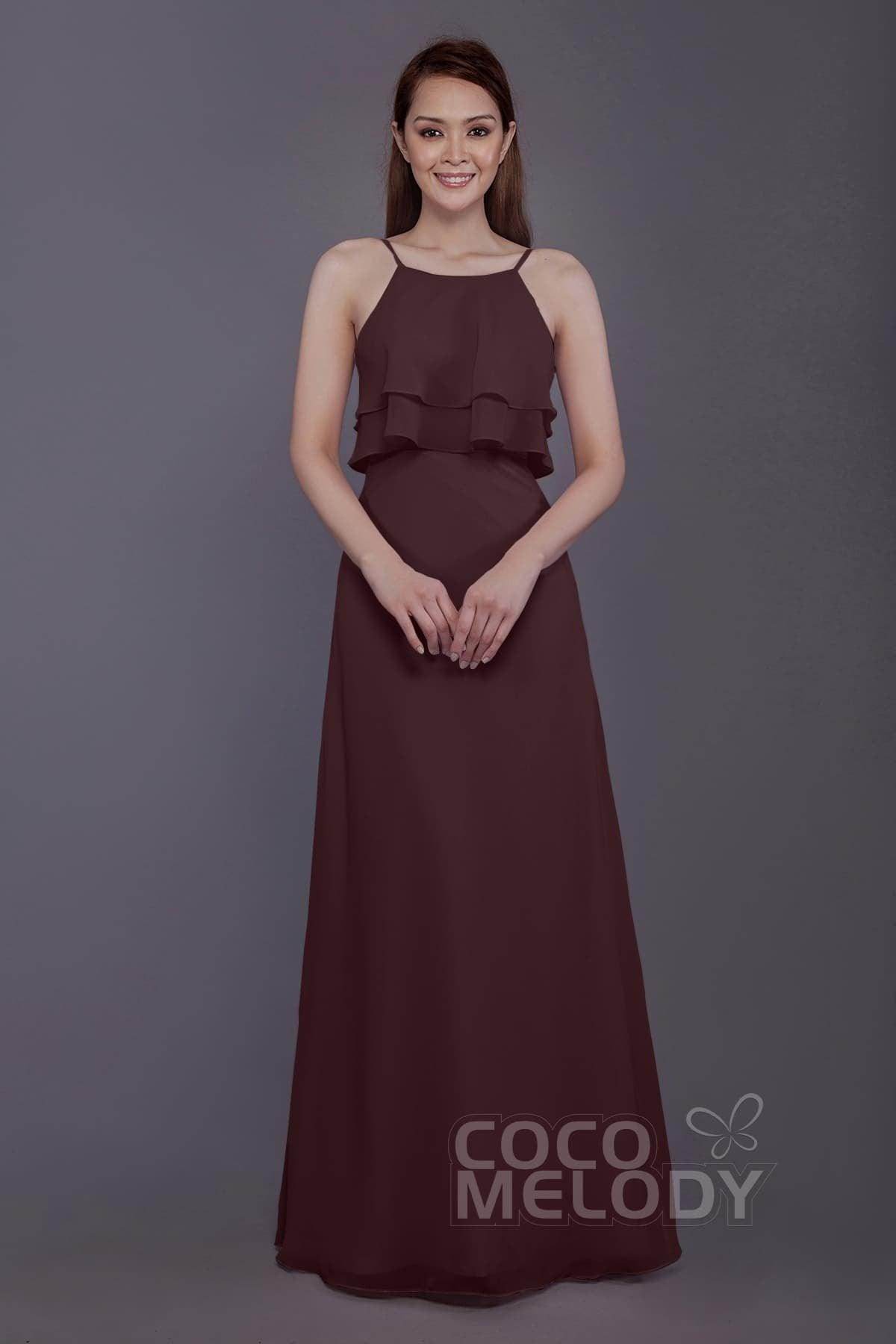 Sheath-Column Floor Length Chiffon Bridesmaid Dress PR3577