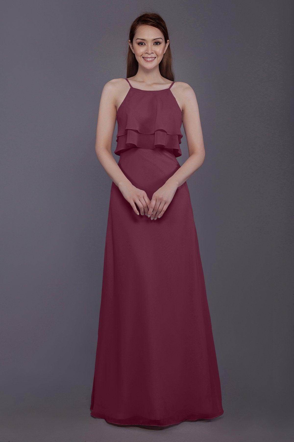 Sheath-Column Floor Length Chiffon Bridesmaid Dress PR3577