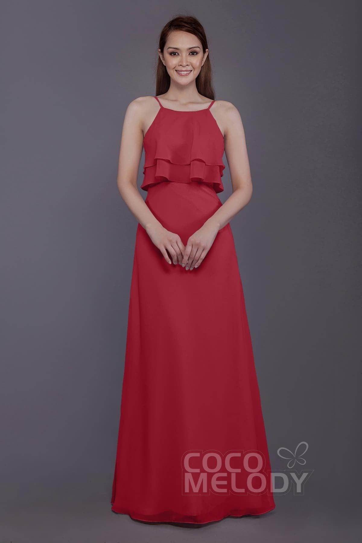 Sheath-Column Floor Length Chiffon Bridesmaid Dress PR3577