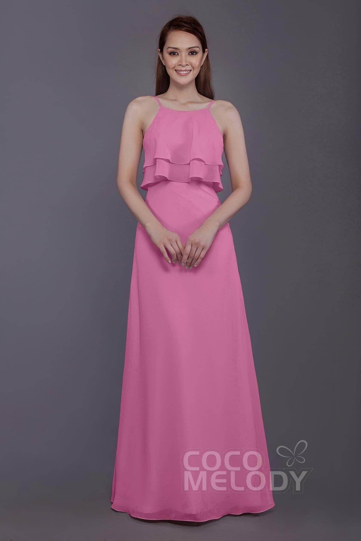 Sheath-Column Floor Length Chiffon Bridesmaid Dress PR3577