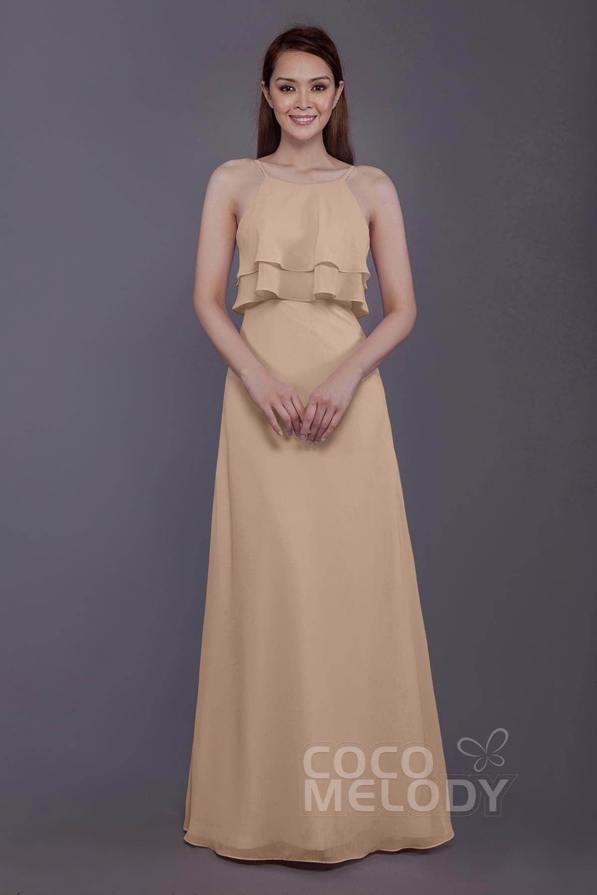Sheath-Column Floor Length Chiffon Bridesmaid Dress PR3577
