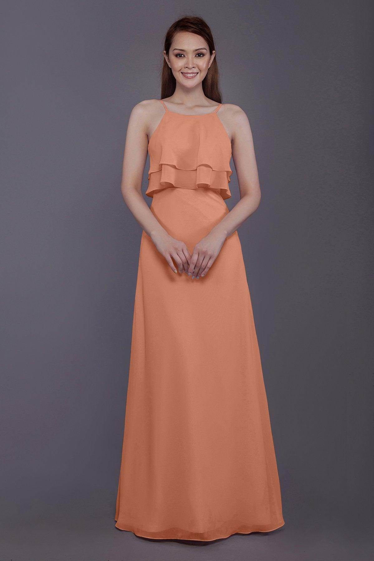 Sheath-Column Floor Length Chiffon Bridesmaid Dress PR3577
