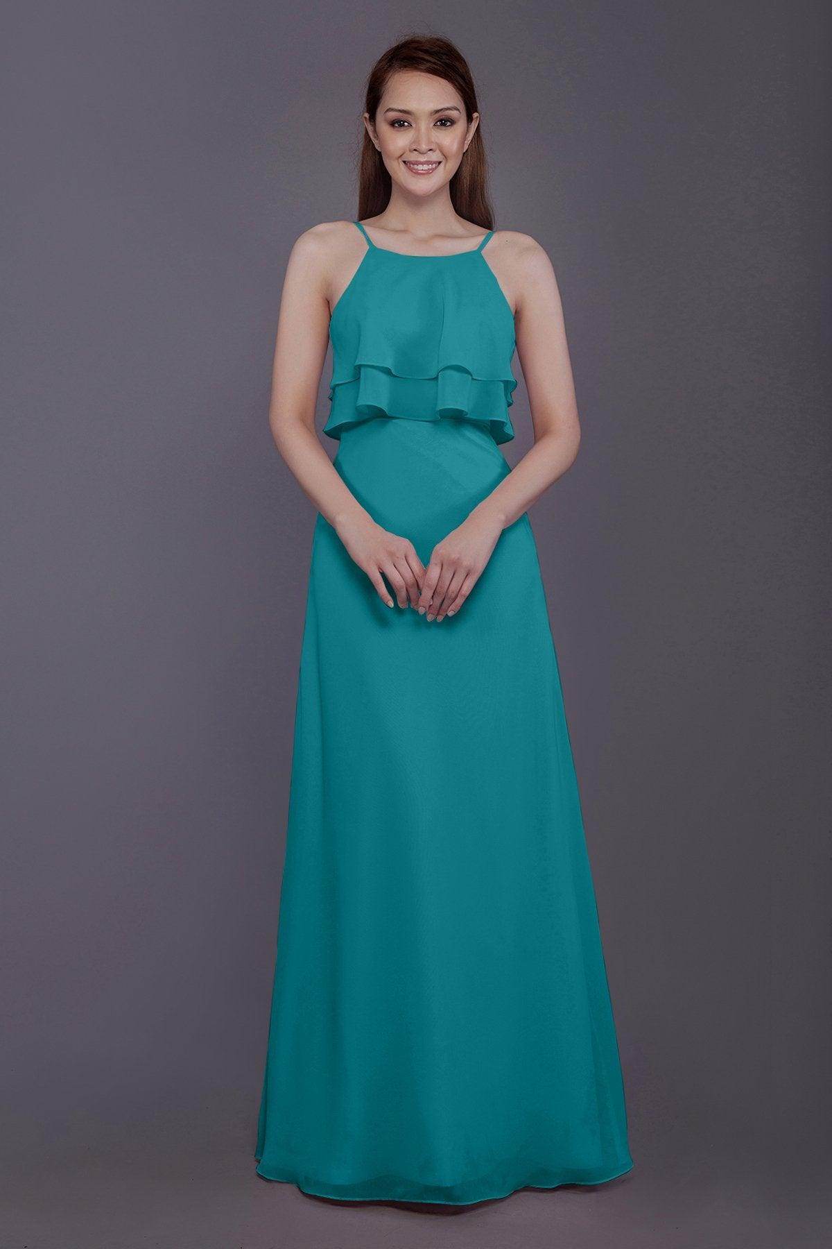 Sheath-Column Floor Length Chiffon Bridesmaid Dress PR3577