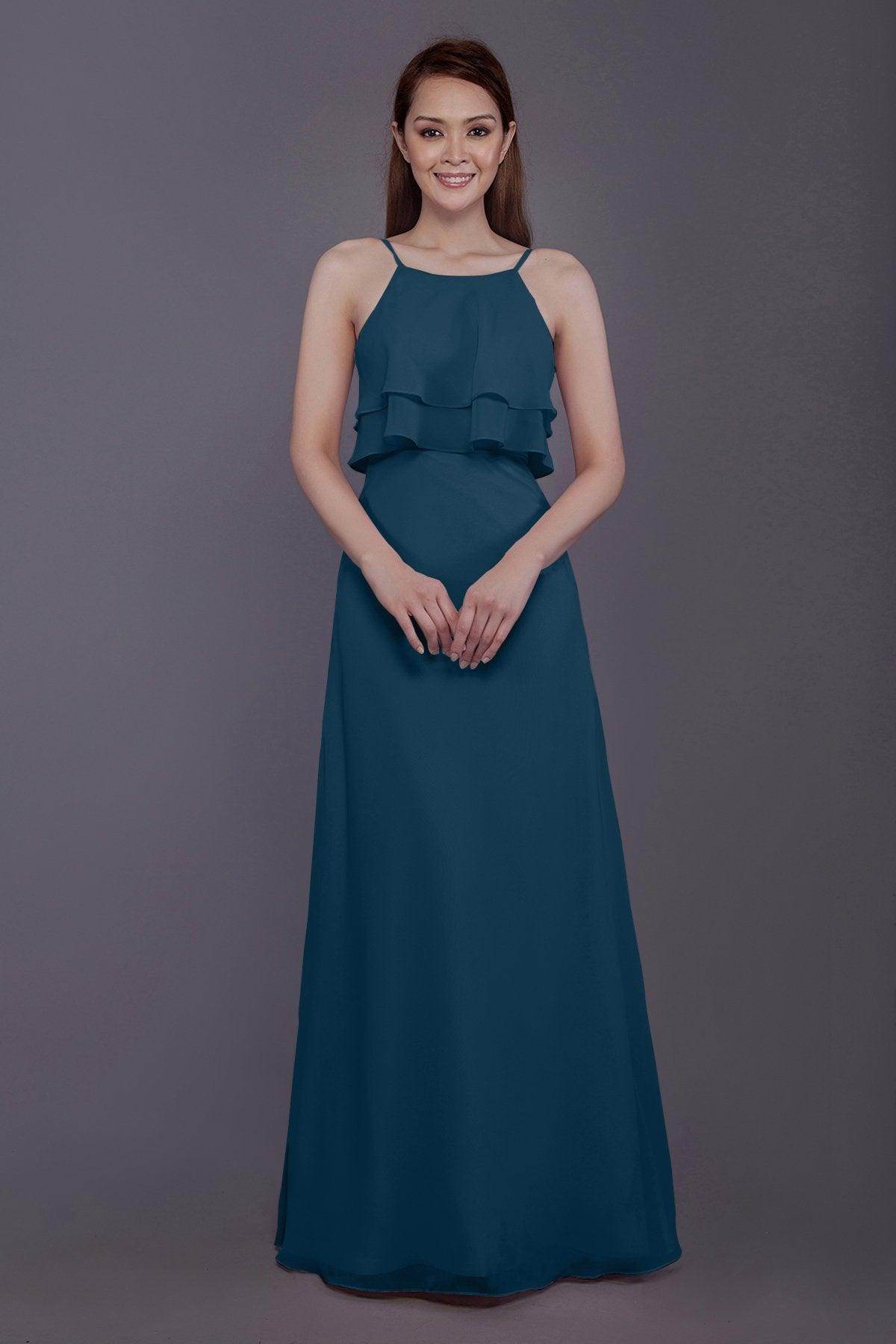 Sheath-Column Floor Length Chiffon Bridesmaid Dress PR3577