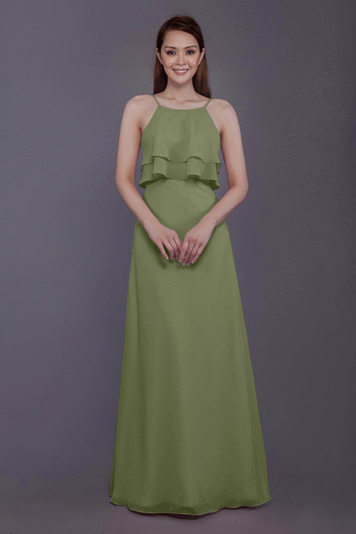 Sheath-Column Floor Length Chiffon Bridesmaid Dress PR3577