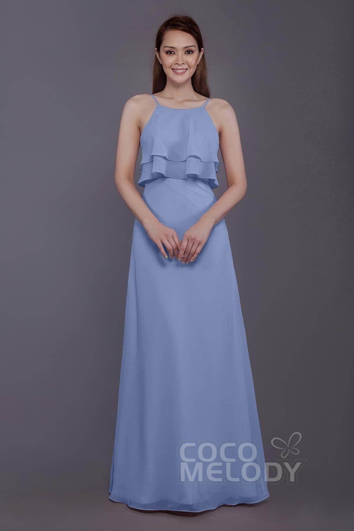 Sheath-Column Floor Length Chiffon Bridesmaid Dress PR3577