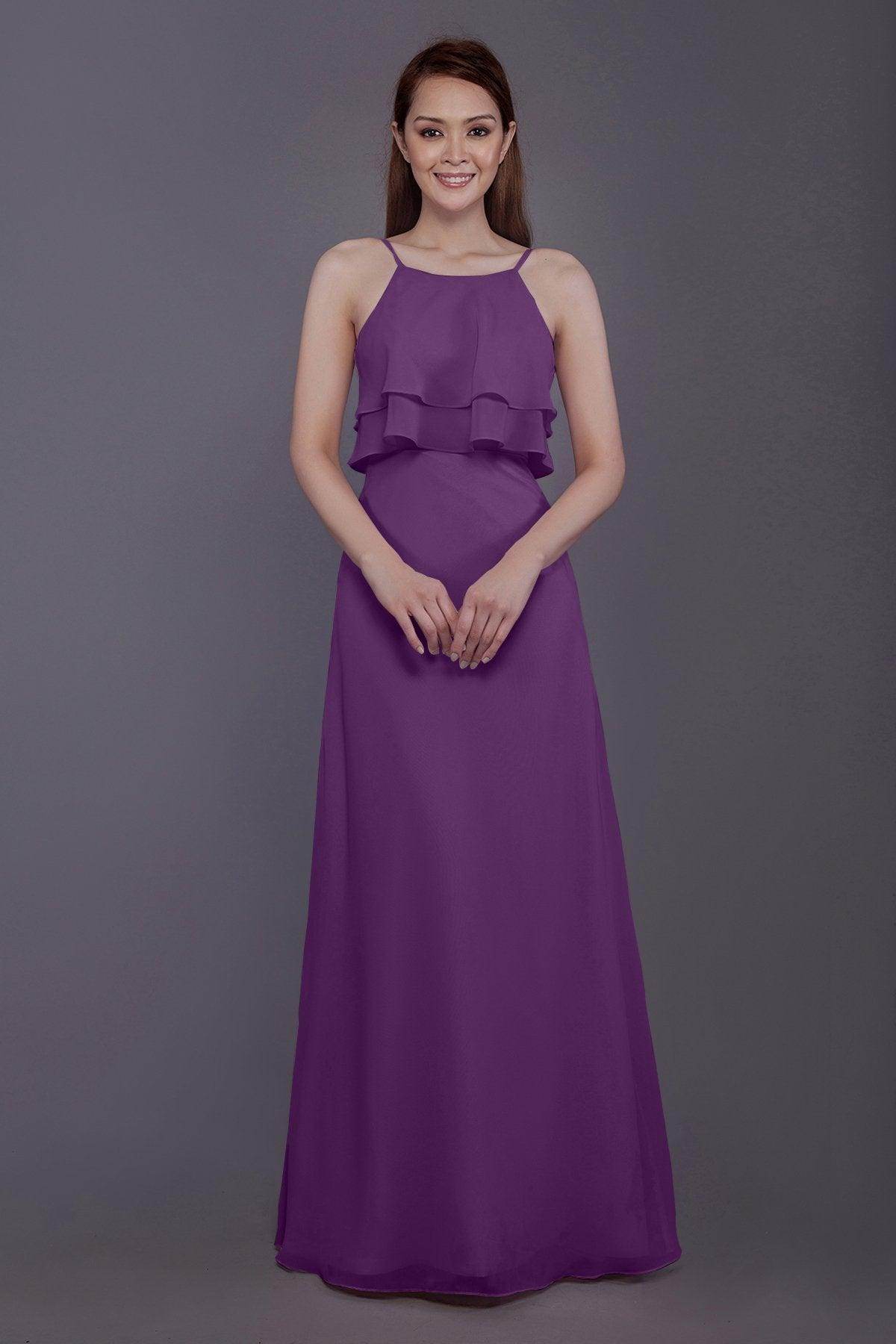 Sheath-Column Floor Length Chiffon Bridesmaid Dress PR3577