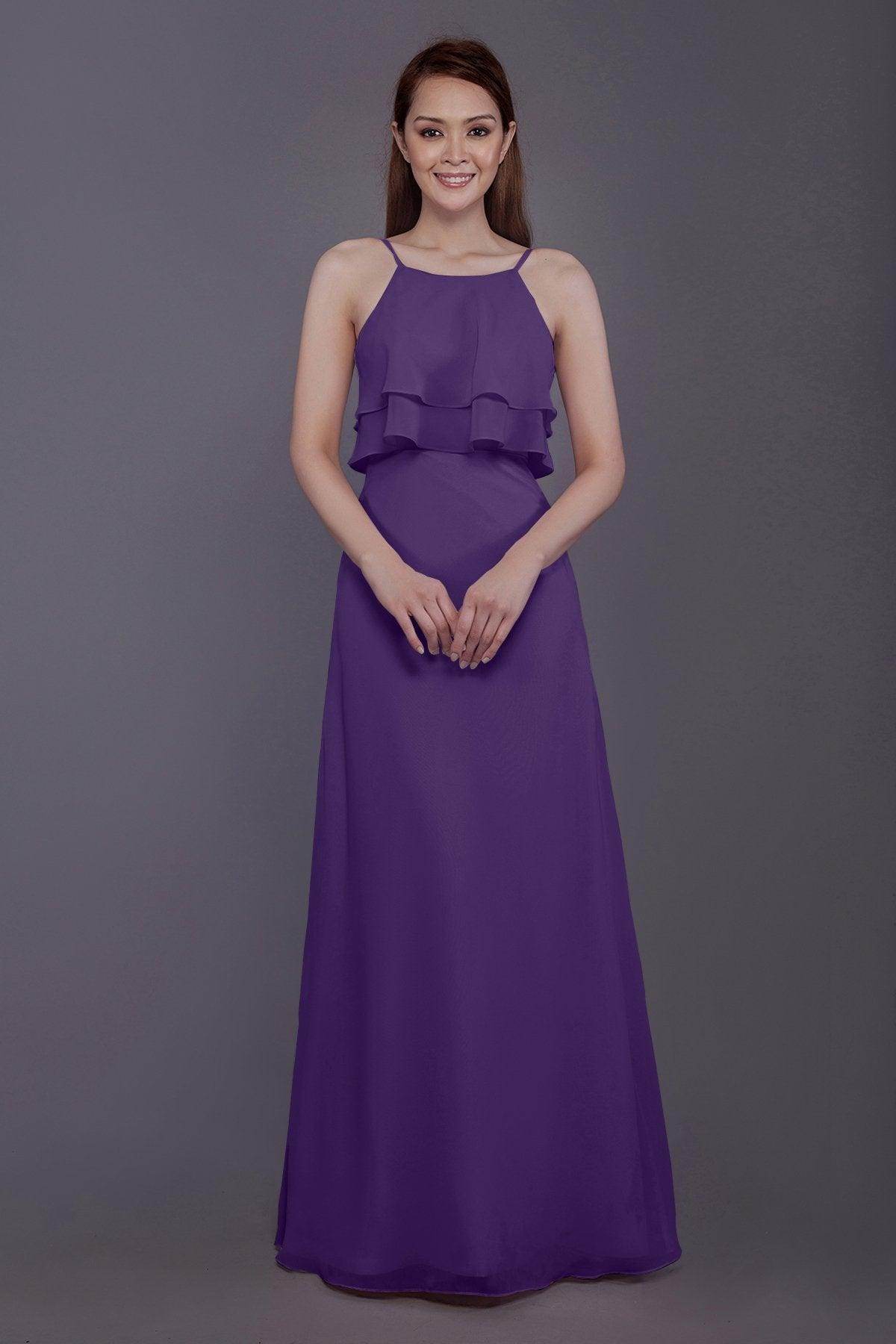 Sheath-Column Floor Length Chiffon Bridesmaid Dress PR3577