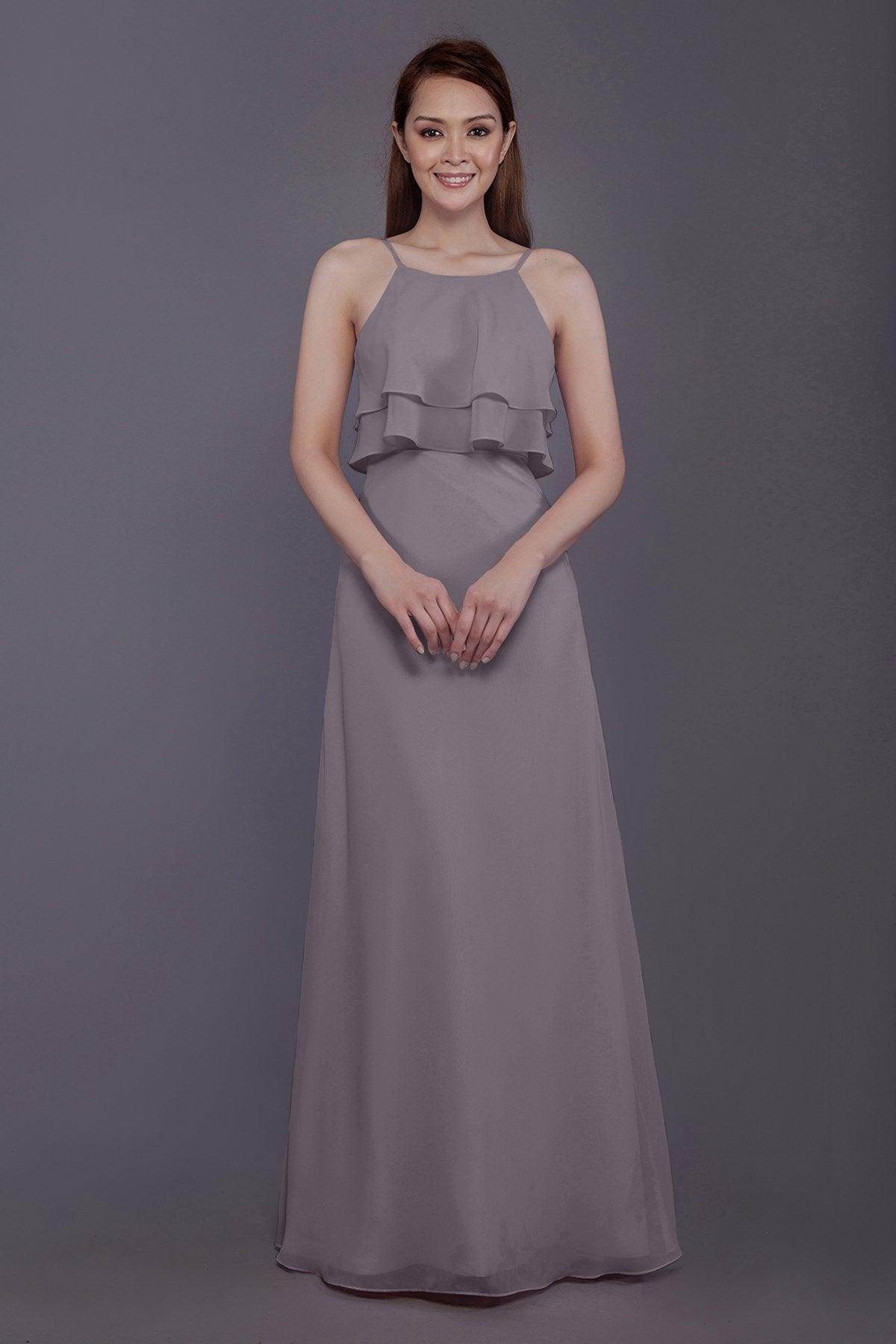 Sheath-Column Floor Length Chiffon Bridesmaid Dress PR3577