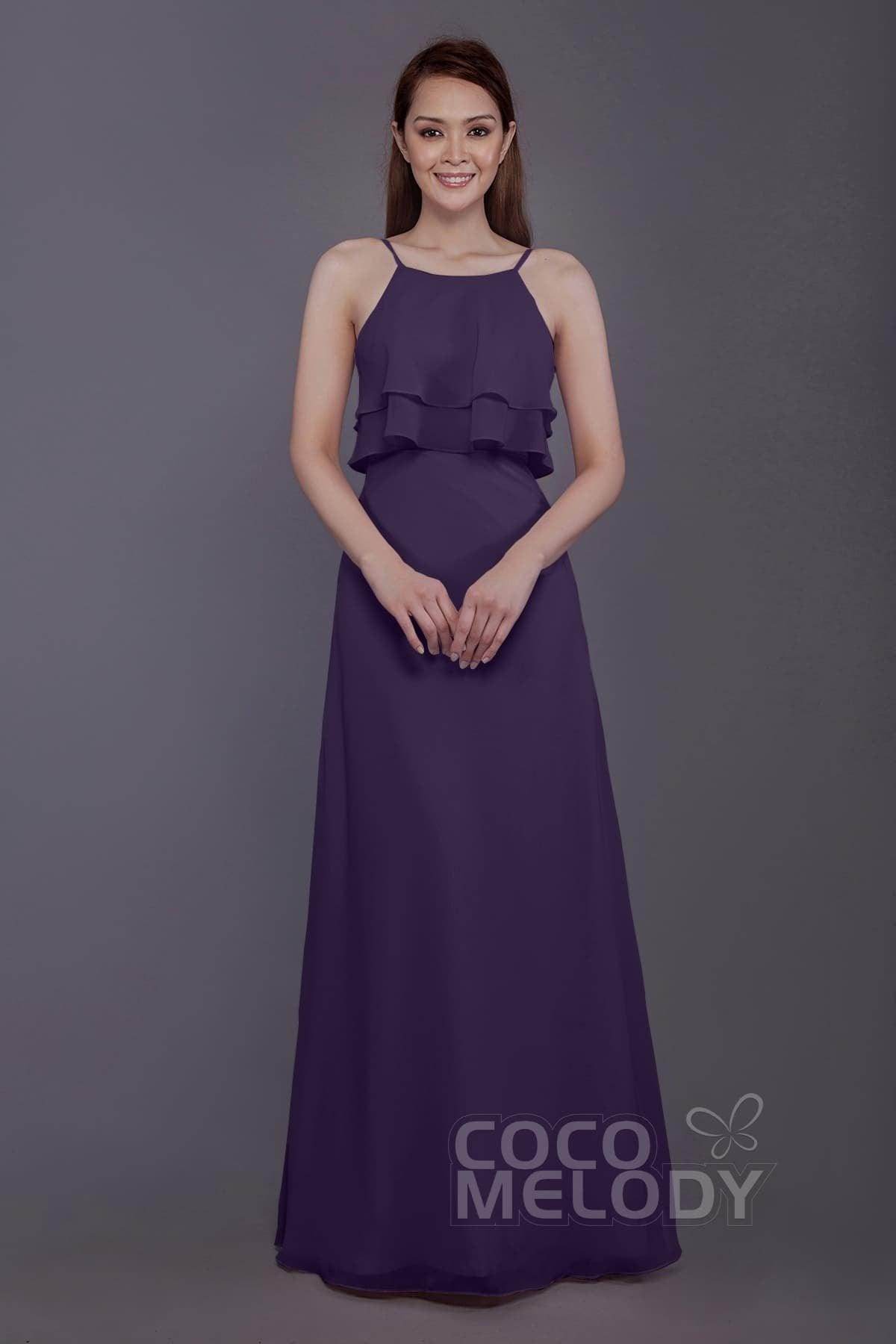 Sheath-Column Floor Length Chiffon Bridesmaid Dress PR3577