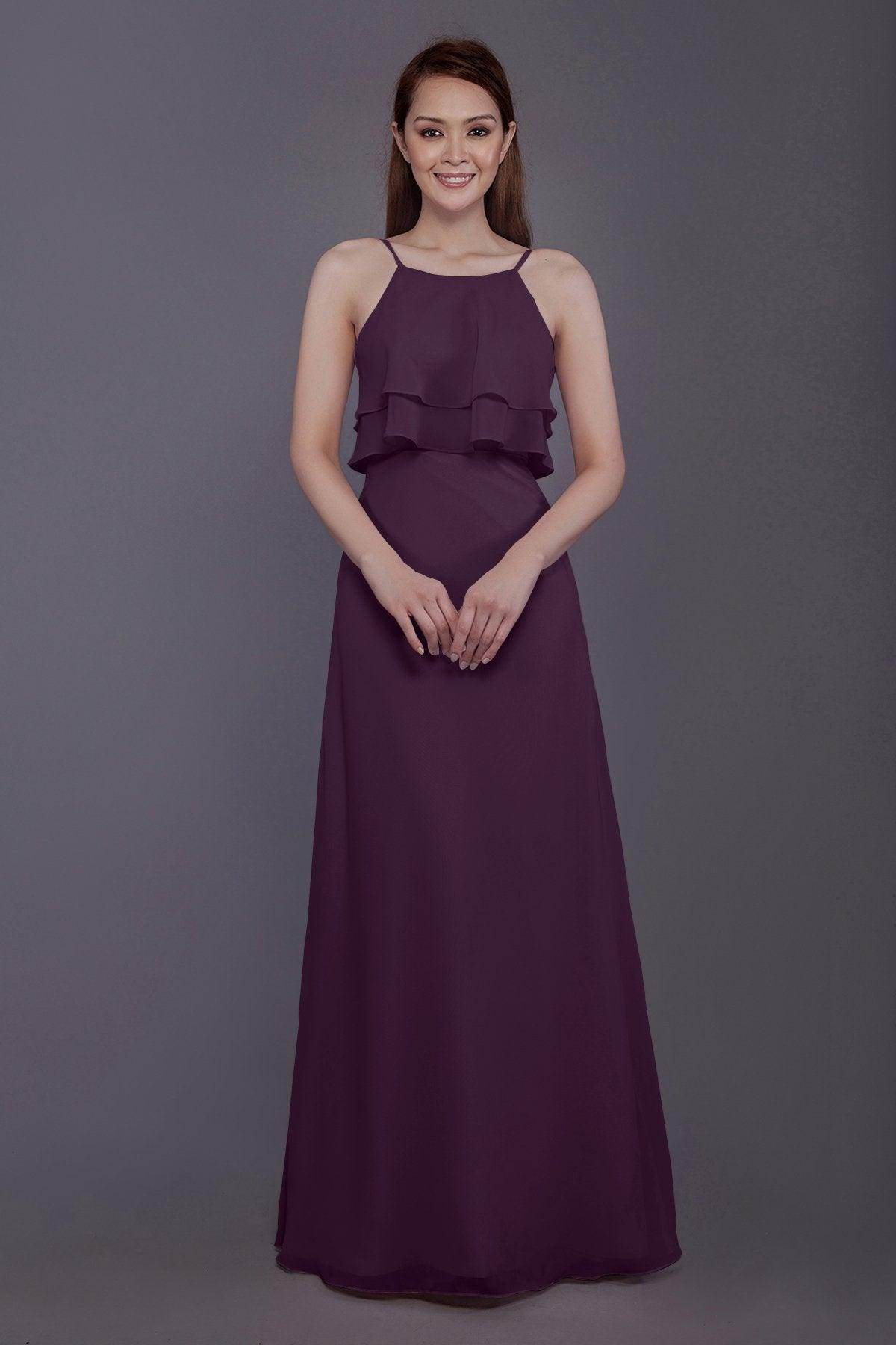Sheath-Column Floor Length Chiffon Bridesmaid Dress PR3577