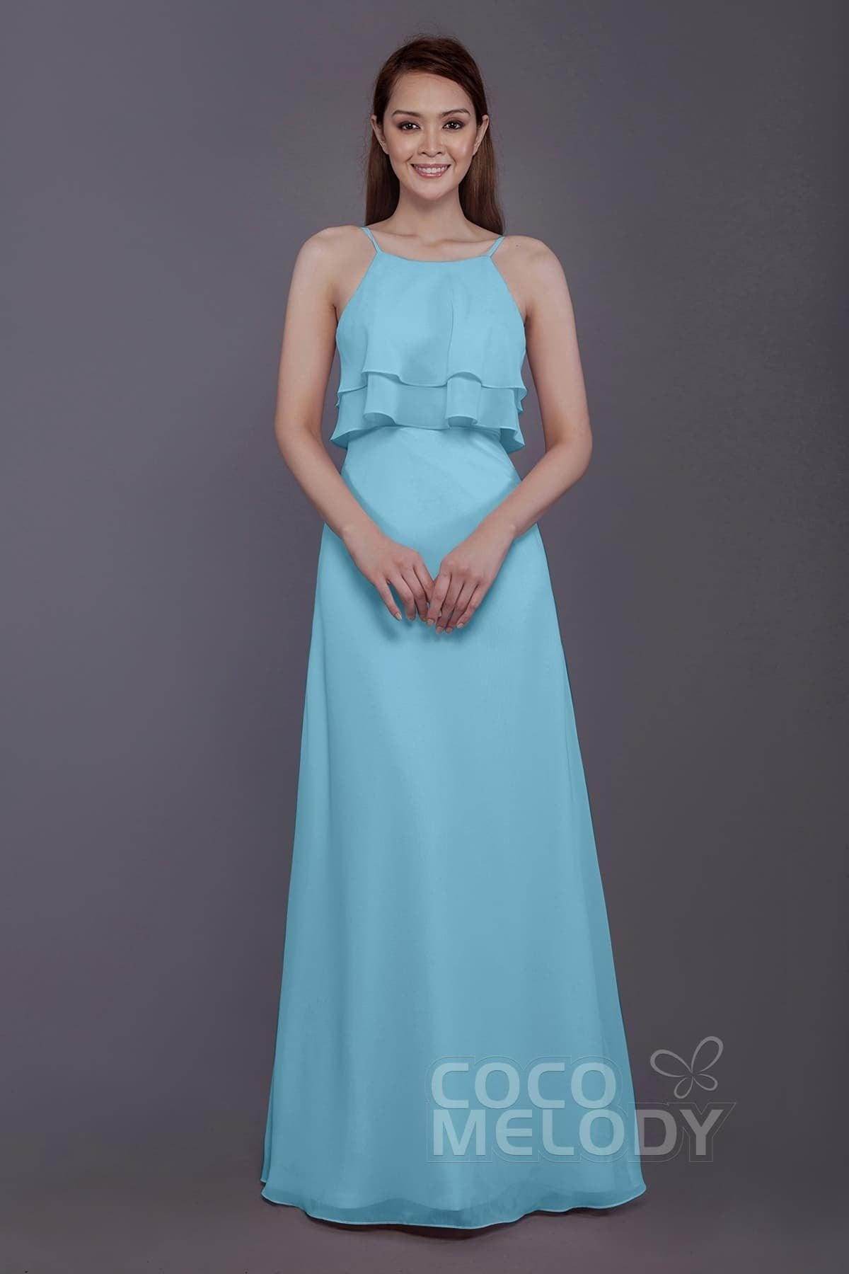 Sheath-Column Floor Length Chiffon Bridesmaid Dress PR3577