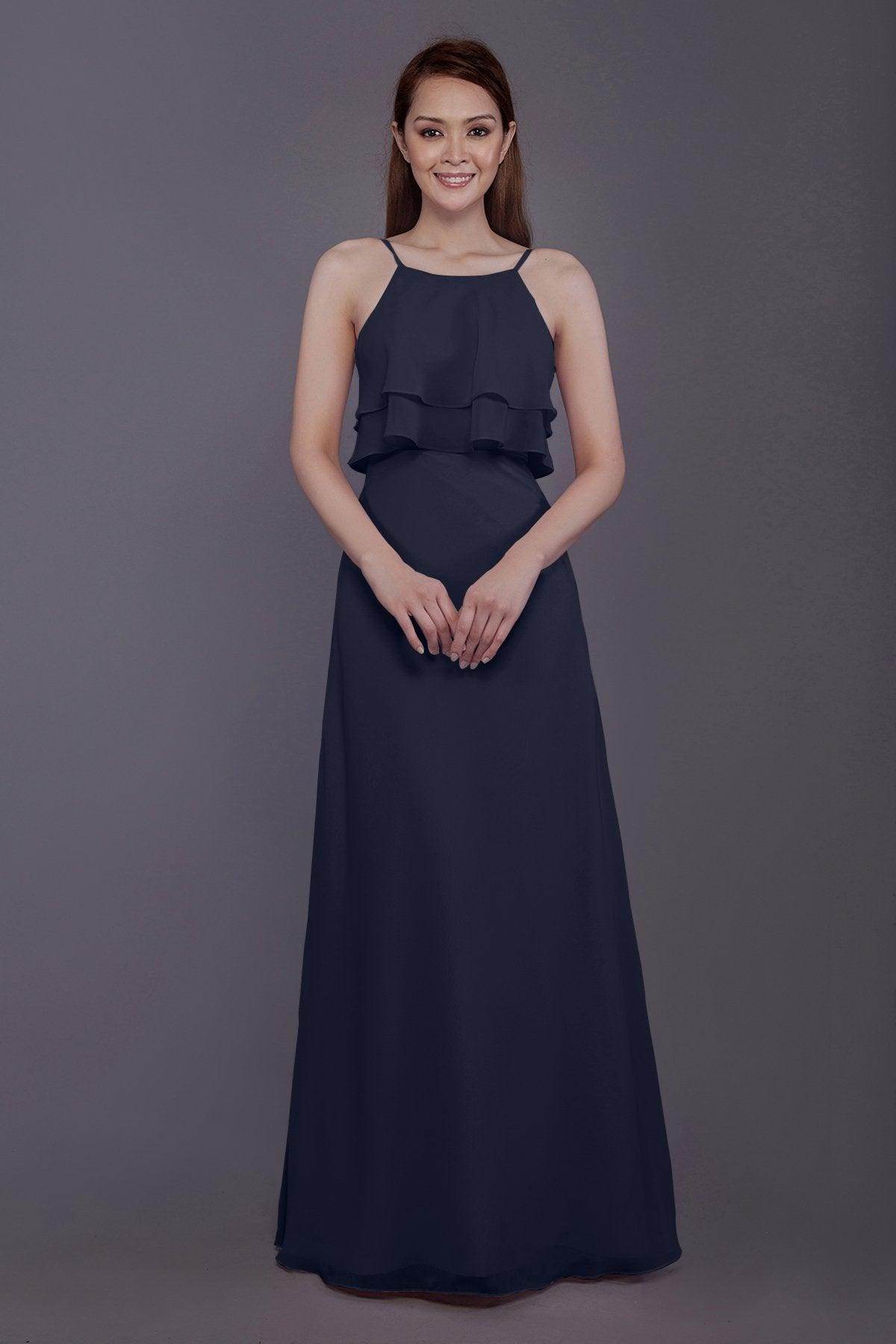 Sheath-Column Floor Length Chiffon Bridesmaid Dress PR3577