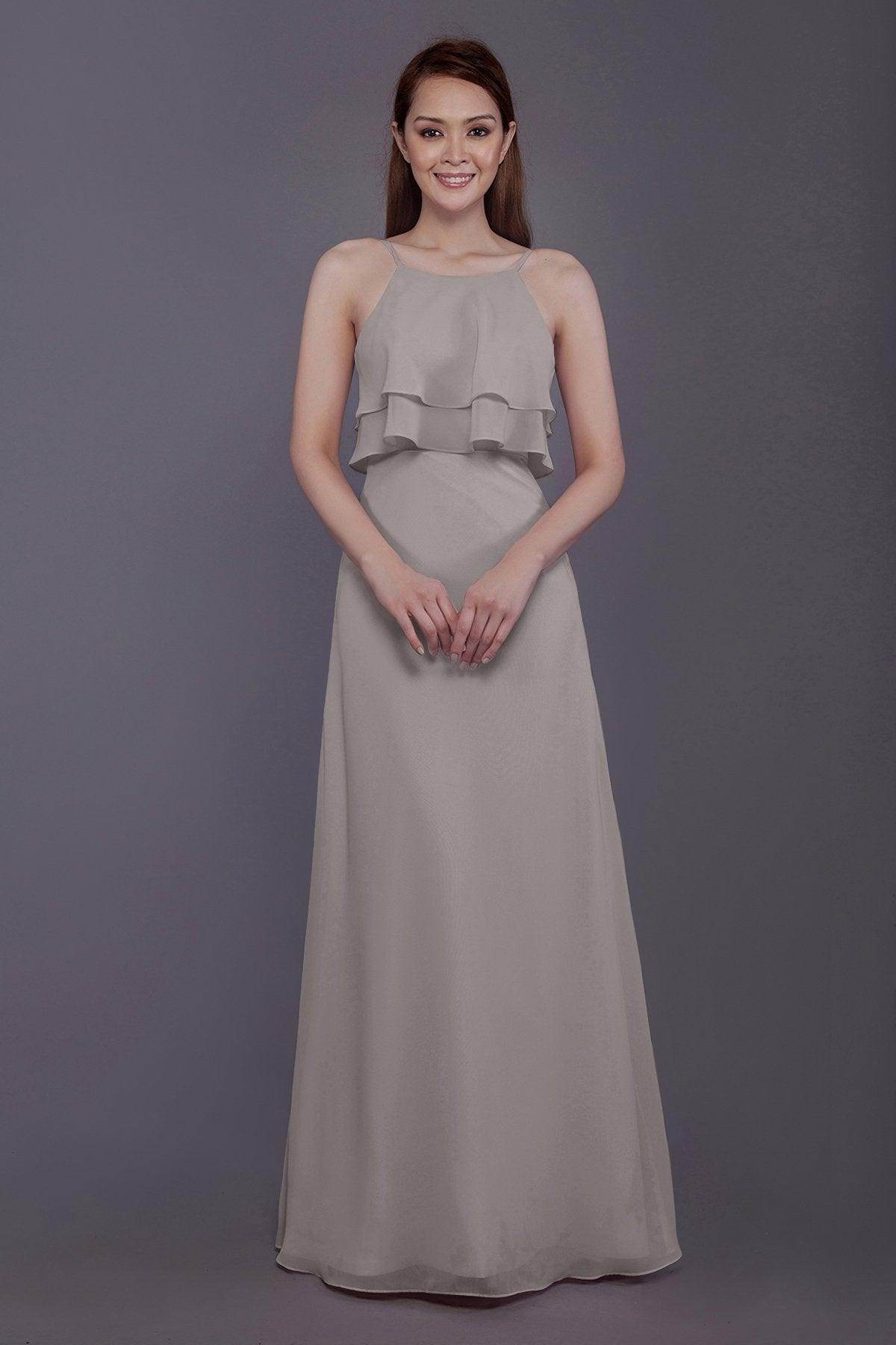 Sheath-Column Floor Length Chiffon Bridesmaid Dress PR3577