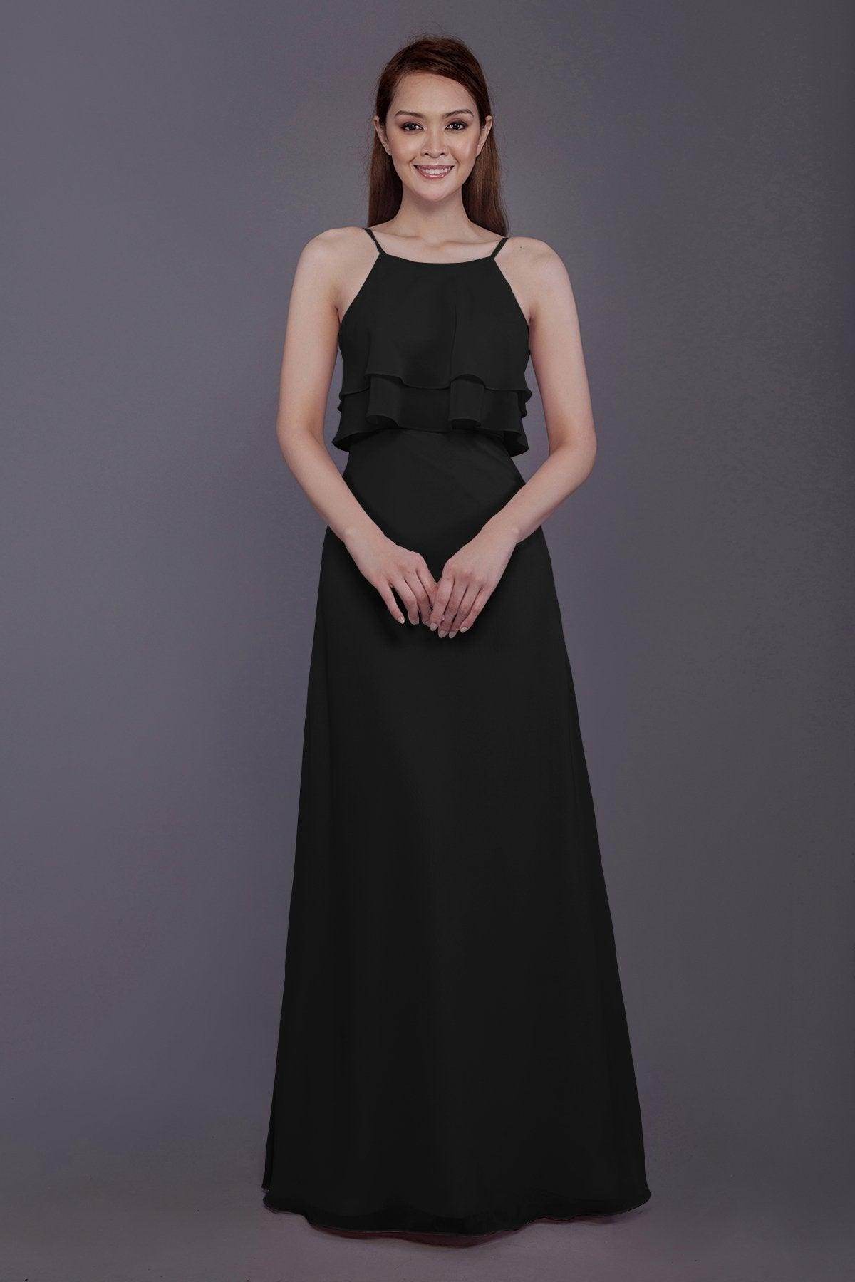 Sheath-Column Floor Length Chiffon Bridesmaid Dress PR3577