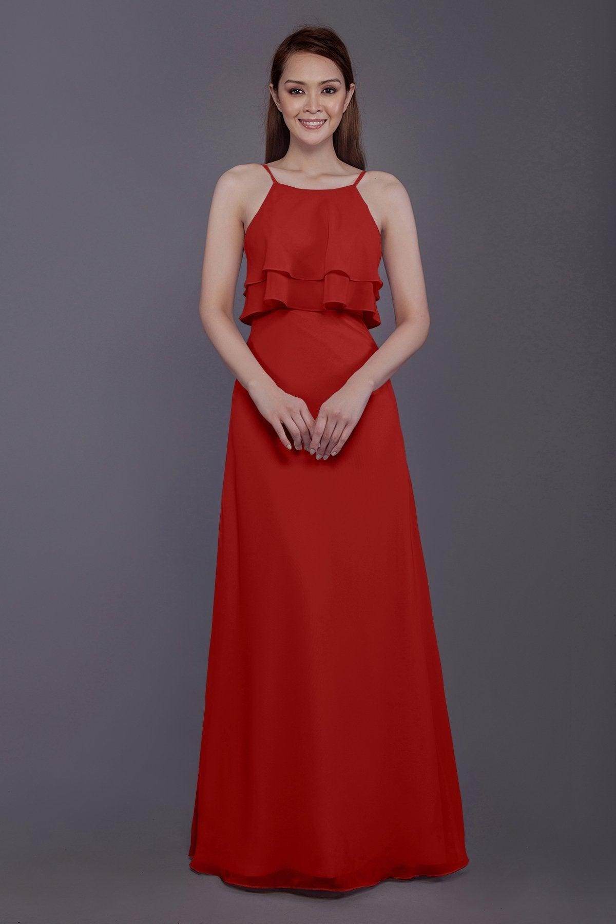 Sheath-Column Floor Length Chiffon Bridesmaid Dress PR3577