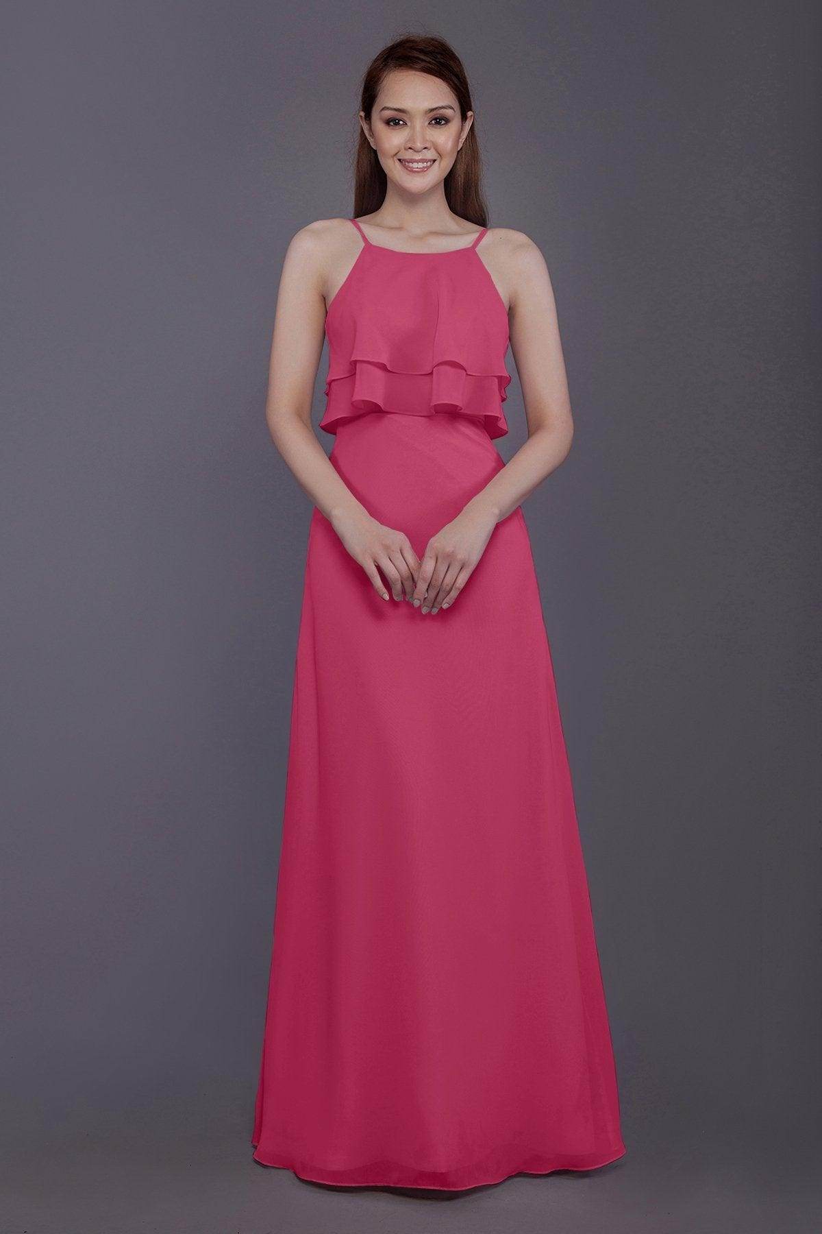 Sheath-Column Floor Length Chiffon Bridesmaid Dress PR3577