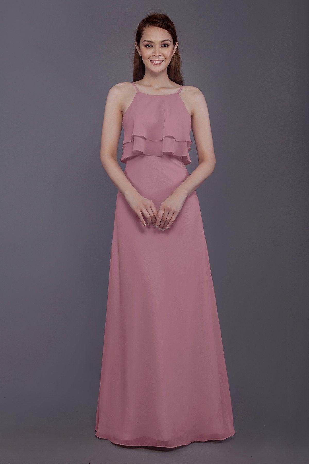Sheath-Column Floor Length Chiffon Bridesmaid Dress PR3577