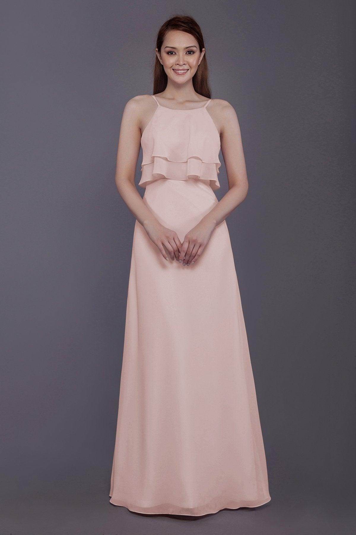 Sheath-Column Floor Length Chiffon Bridesmaid Dress PR3577