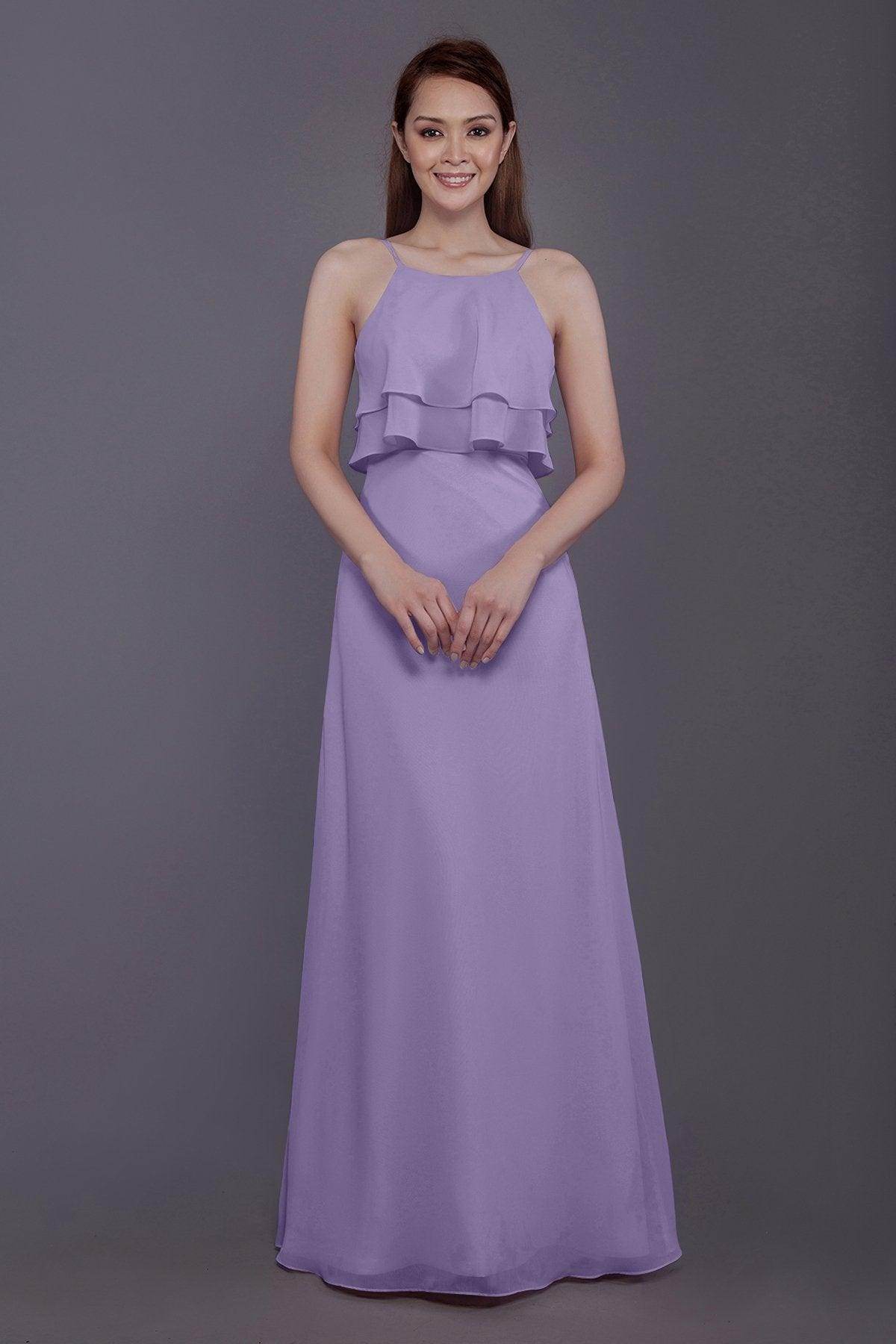 Sheath-Column Floor Length Chiffon Bridesmaid Dress PR3577