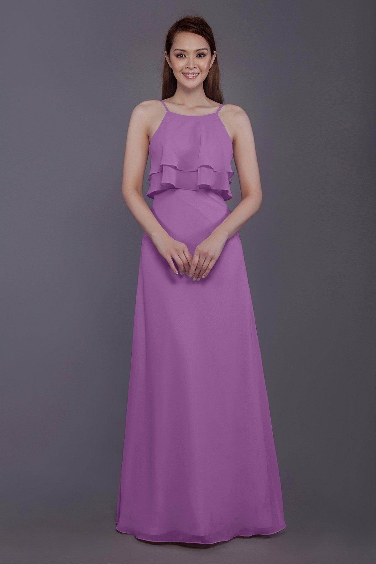 Sheath-Column Floor Length Chiffon Bridesmaid Dress PR3577