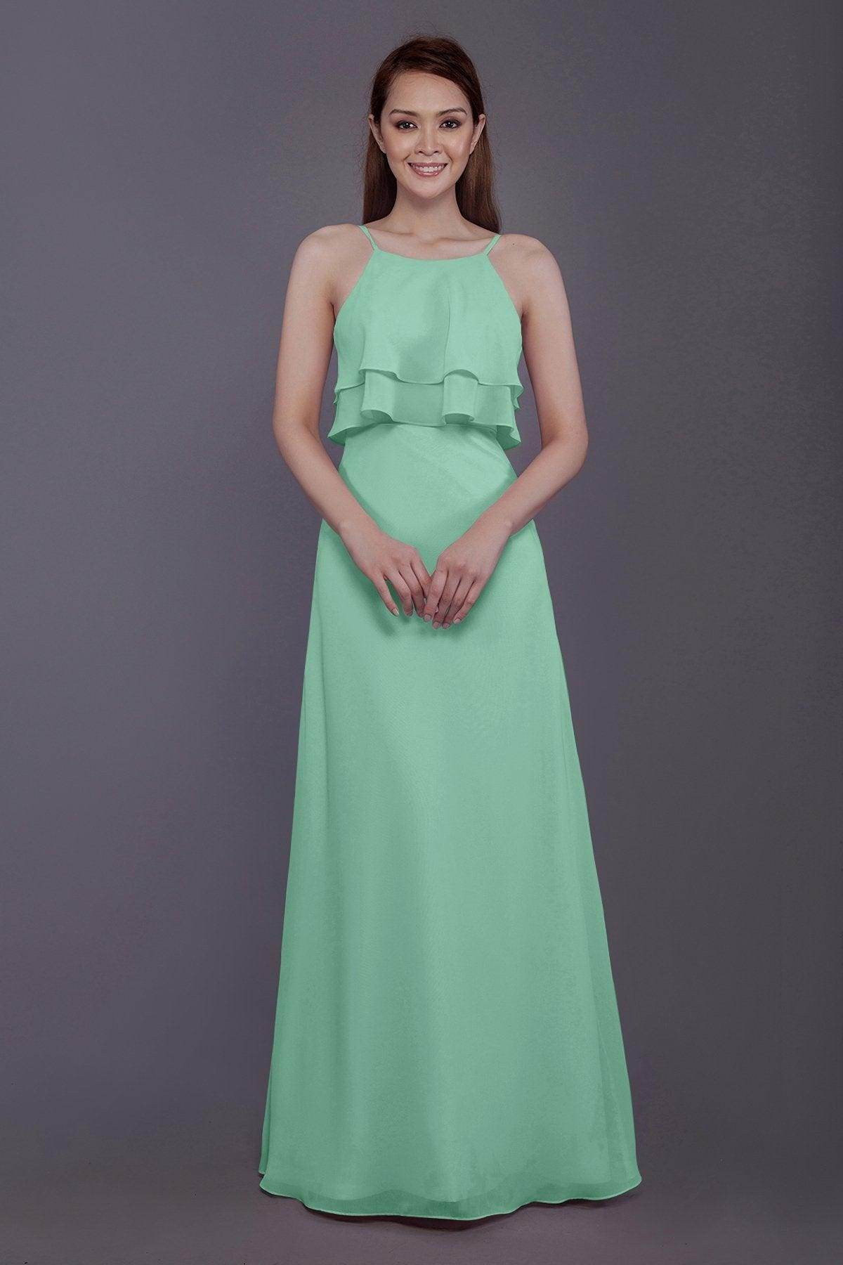 Sheath-Column Floor Length Chiffon Bridesmaid Dress PR3577