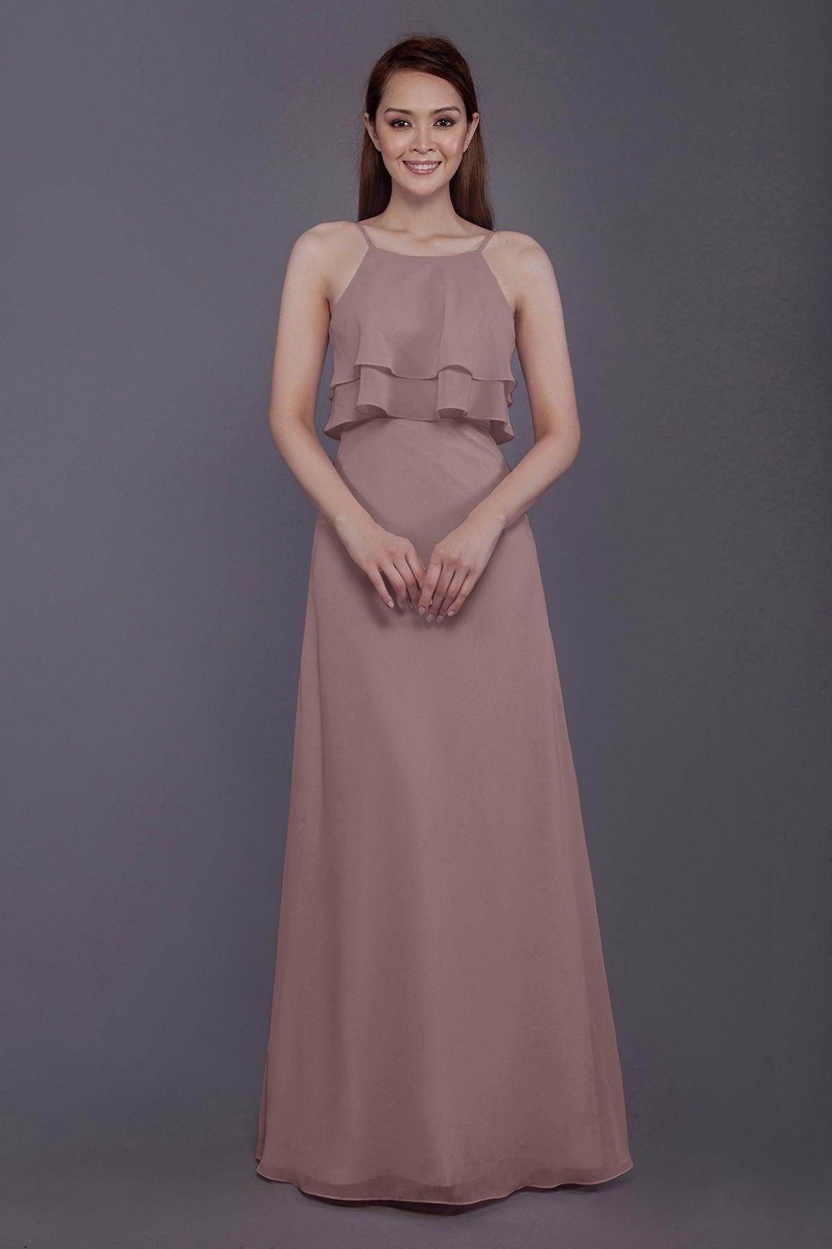 Sheath-Column Floor Length Chiffon Bridesmaid Dress PR3577