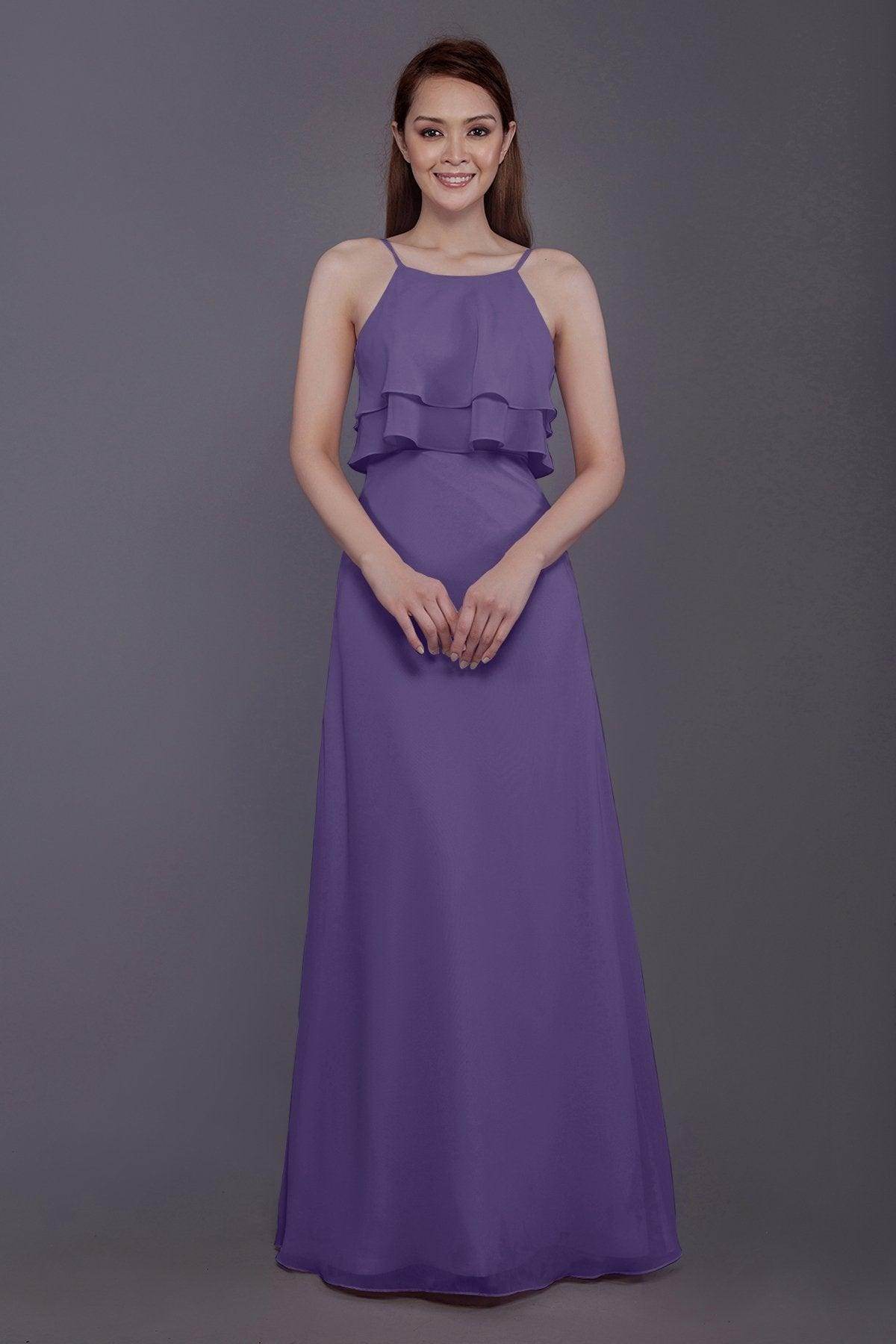 Sheath-Column Floor Length Chiffon Bridesmaid Dress PR3577