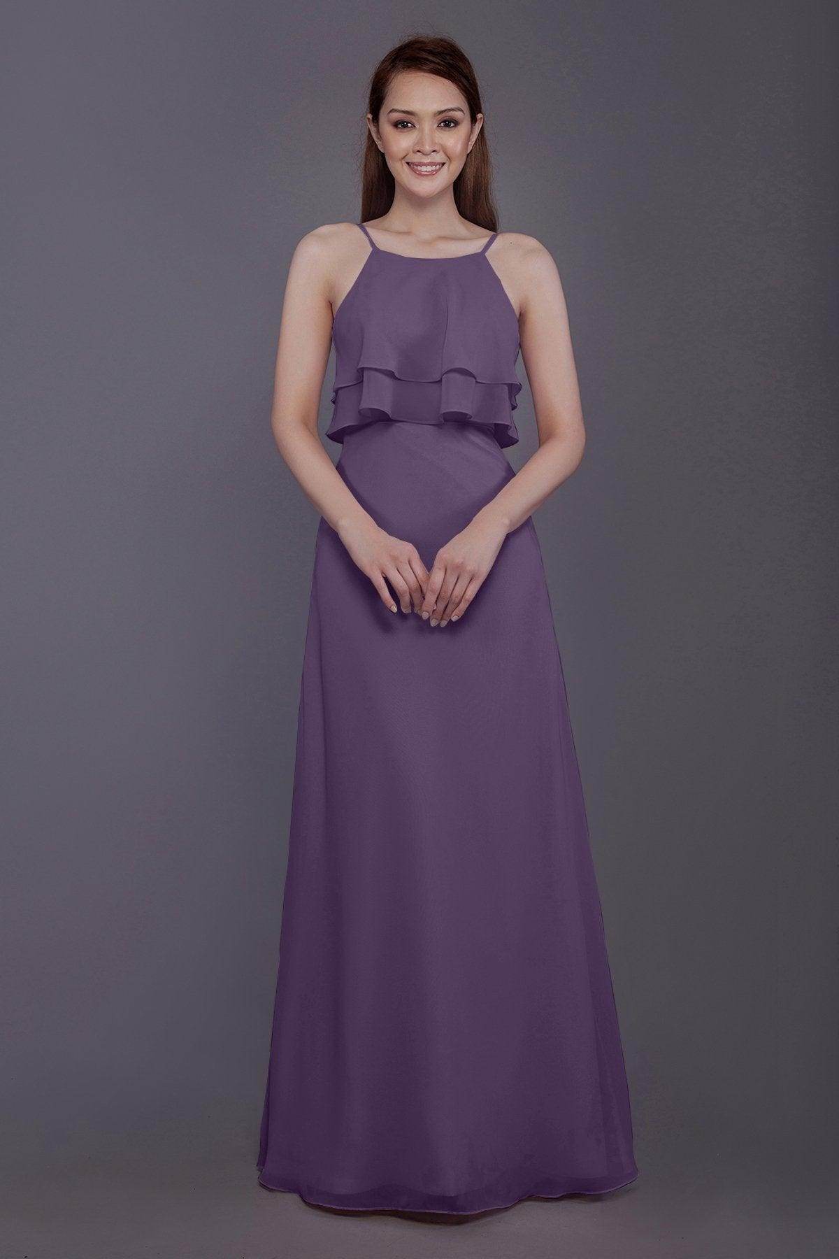 Sheath-Column Floor Length Chiffon Bridesmaid Dress PR3577