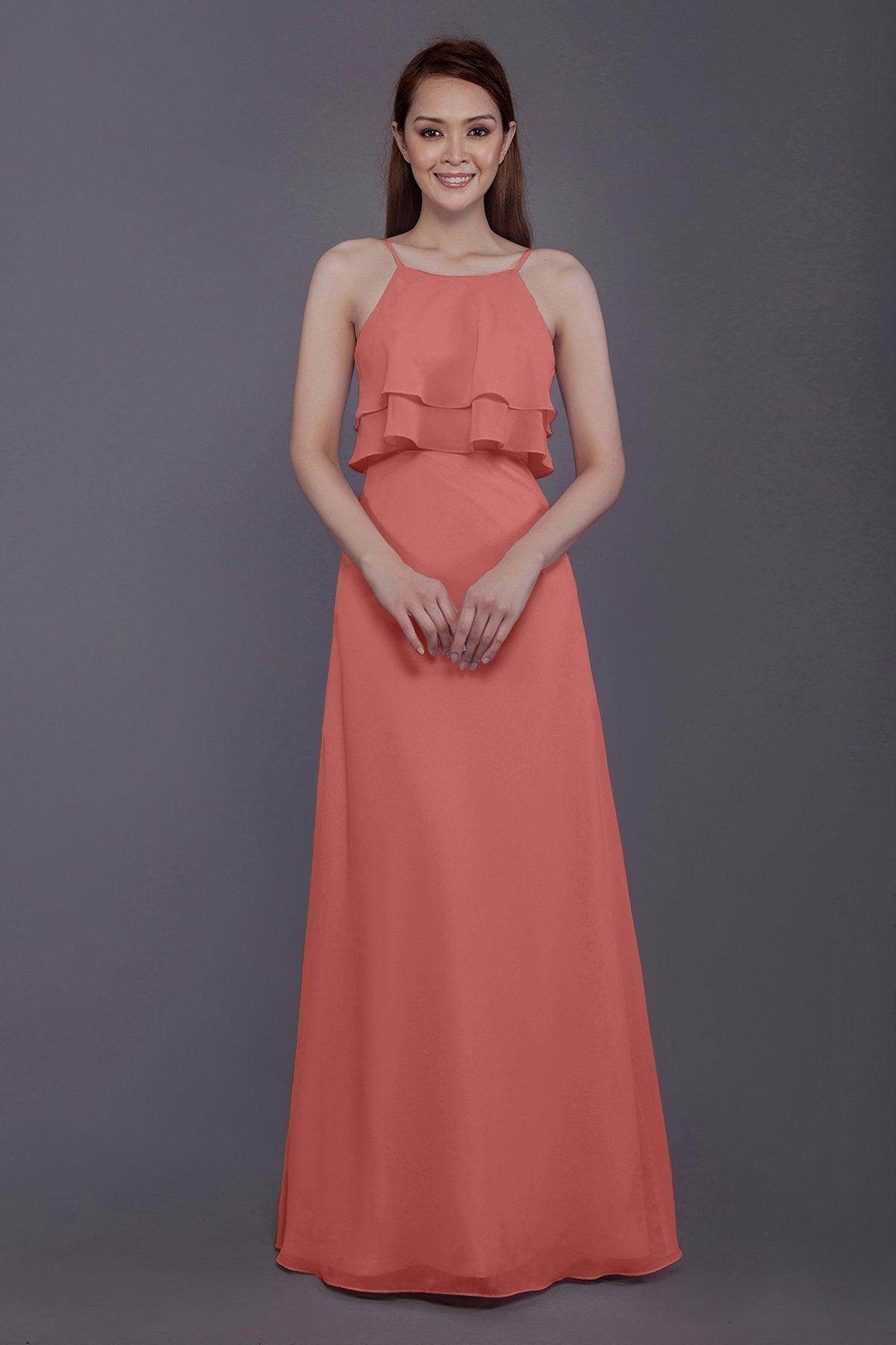 Sheath-Column Floor Length Chiffon Bridesmaid Dress PR3577