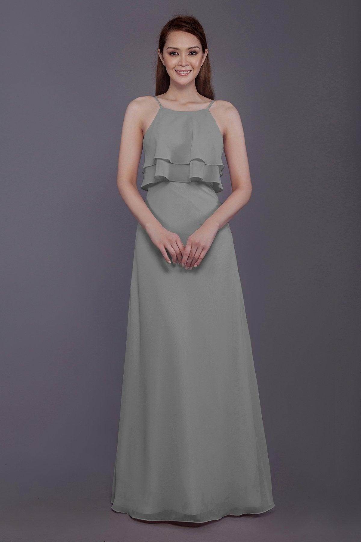 Sheath-Column Floor Length Chiffon Bridesmaid Dress PR3577