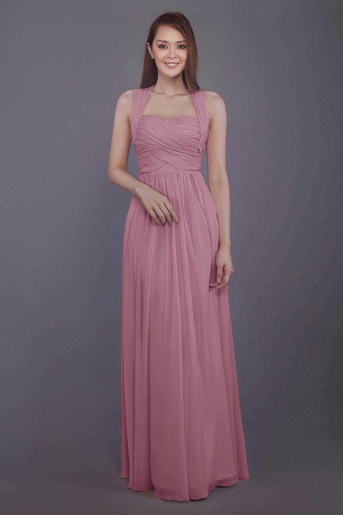 Sheath-Column Floor Length Chiffon Bridesmaid Dress PR3585