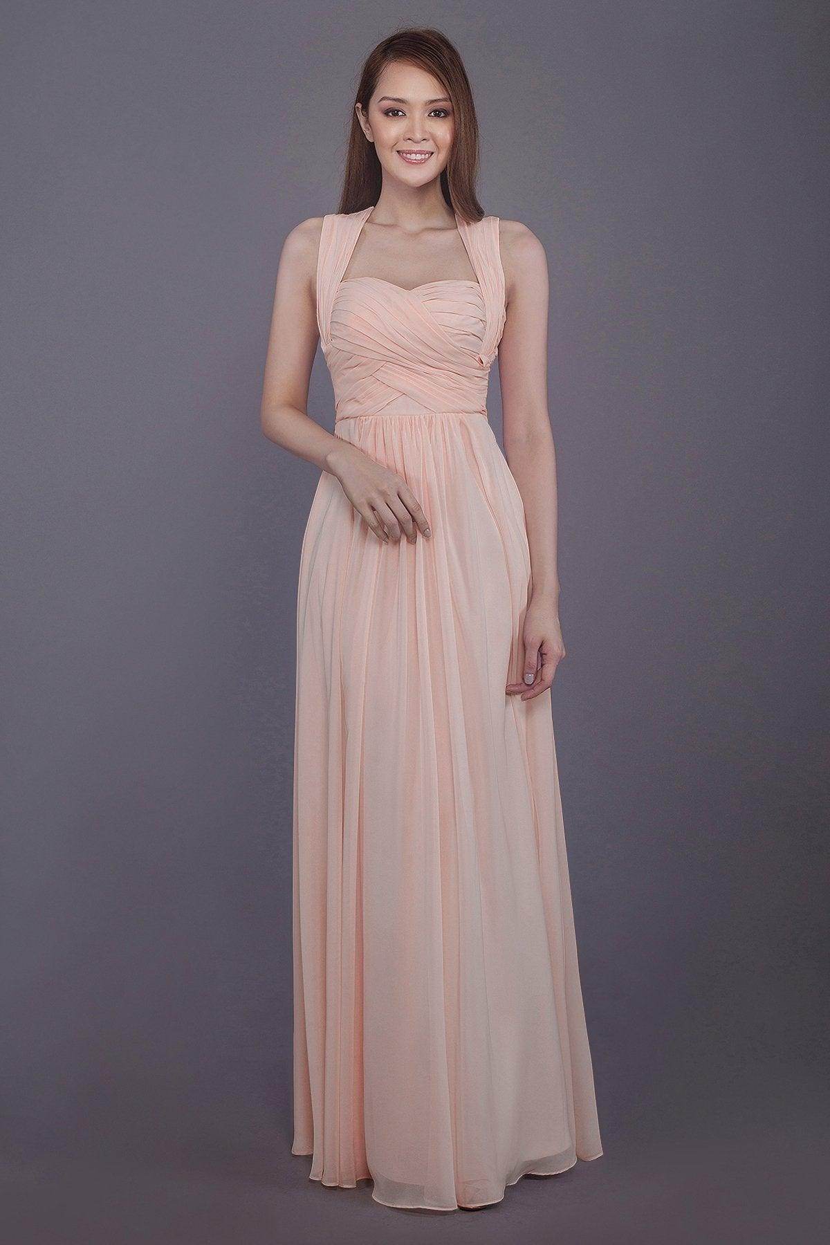 Sheath-Column Floor Length Chiffon Bridesmaid Dress PR3585