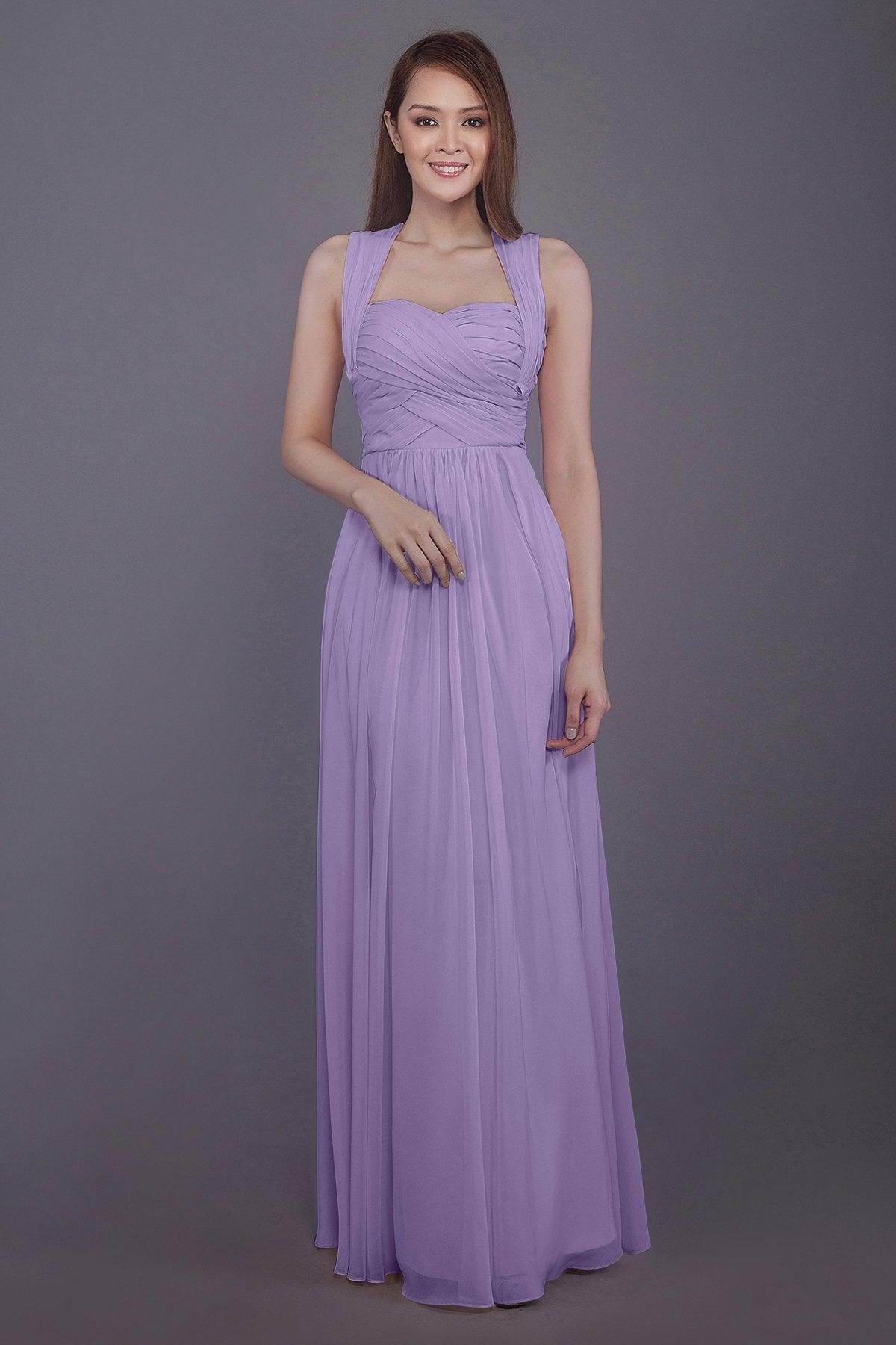 Sheath-Column Floor Length Chiffon Bridesmaid Dress PR3585