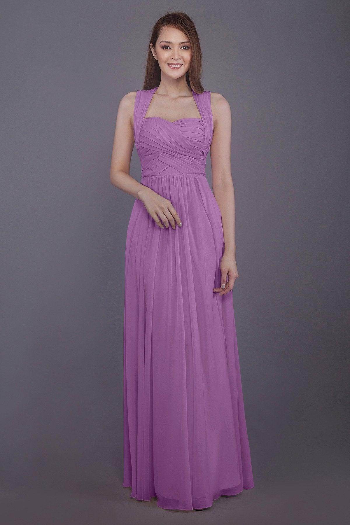 Sheath-Column Floor Length Chiffon Bridesmaid Dress PR3585