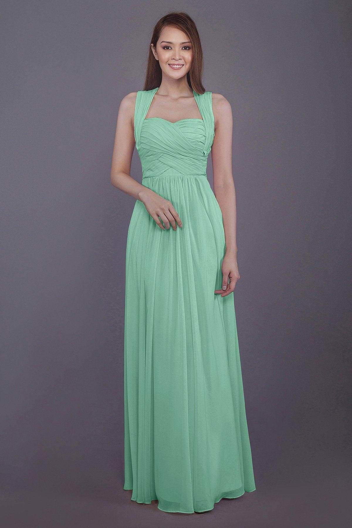 Sheath-Column Floor Length Chiffon Bridesmaid Dress PR3585