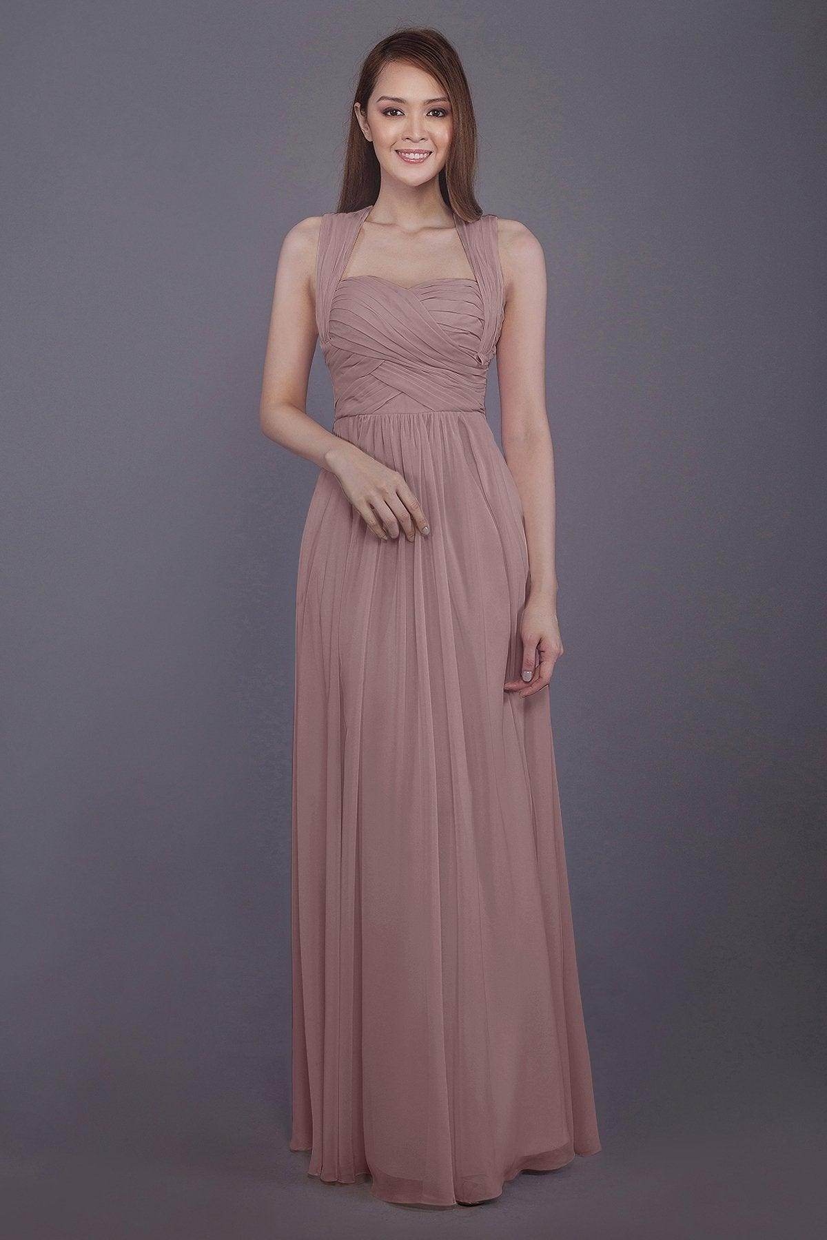 Sheath-Column Floor Length Chiffon Bridesmaid Dress PR3585
