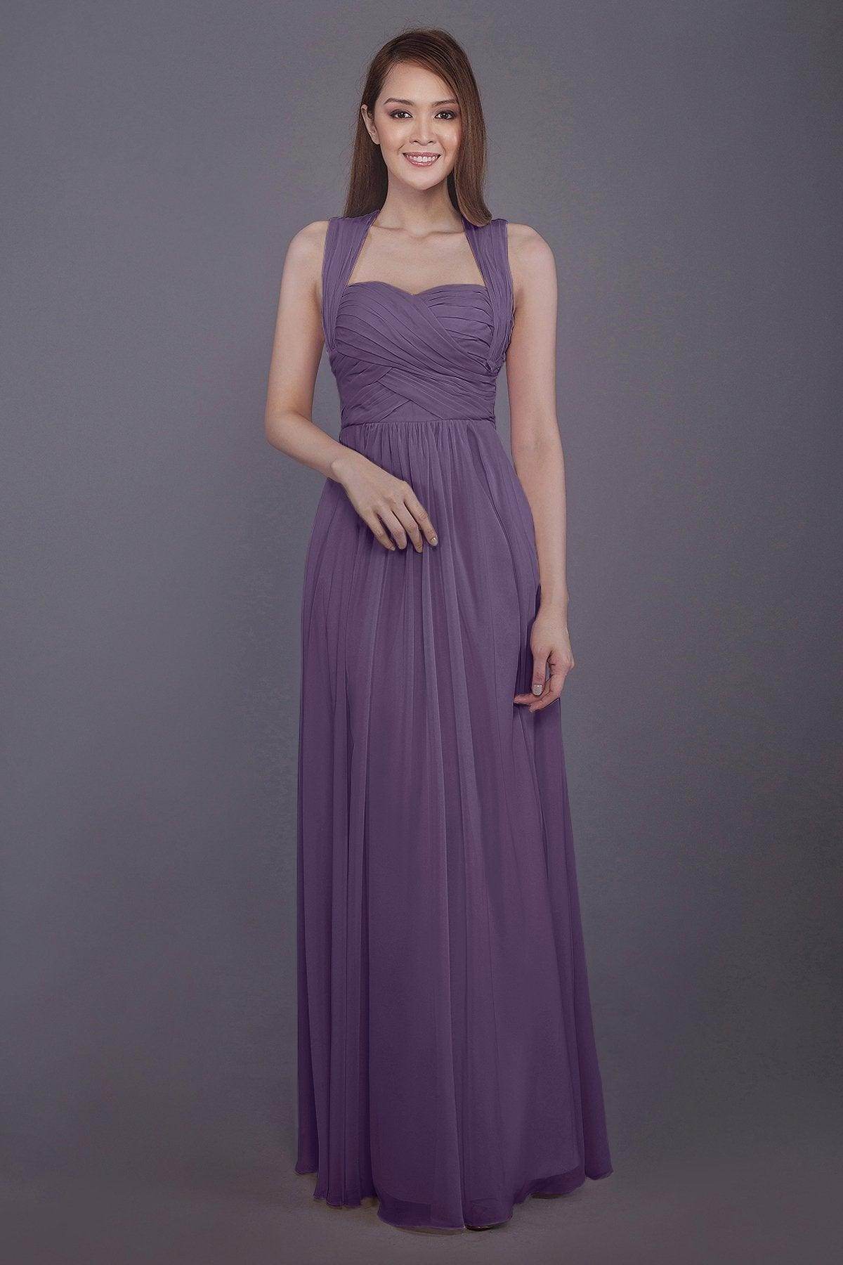 Sheath-Column Floor Length Chiffon Bridesmaid Dress PR3585