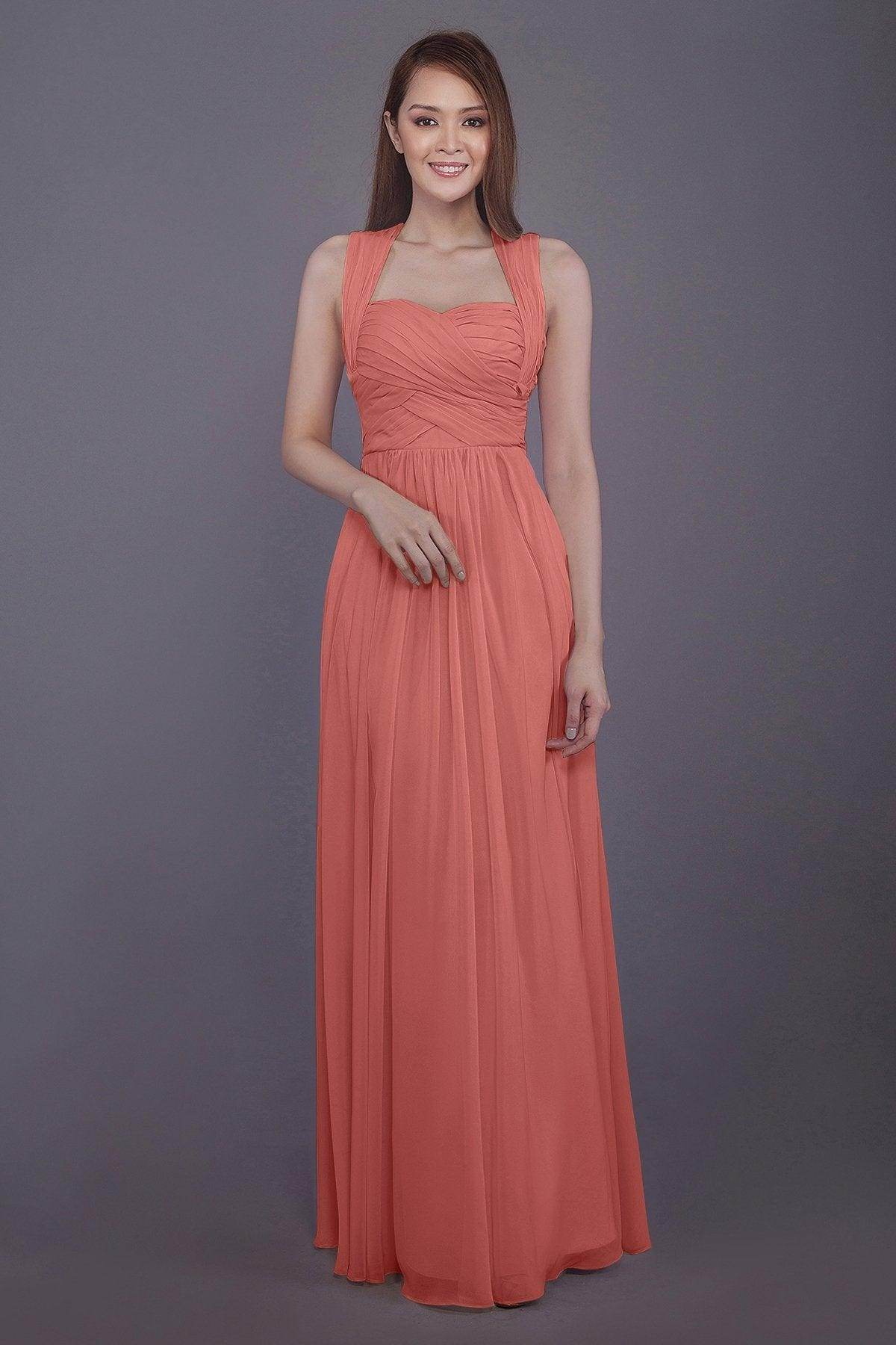 Sheath-Column Floor Length Chiffon Bridesmaid Dress PR3585